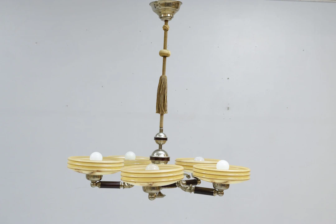 Taklampa, 5-armad, art deco
