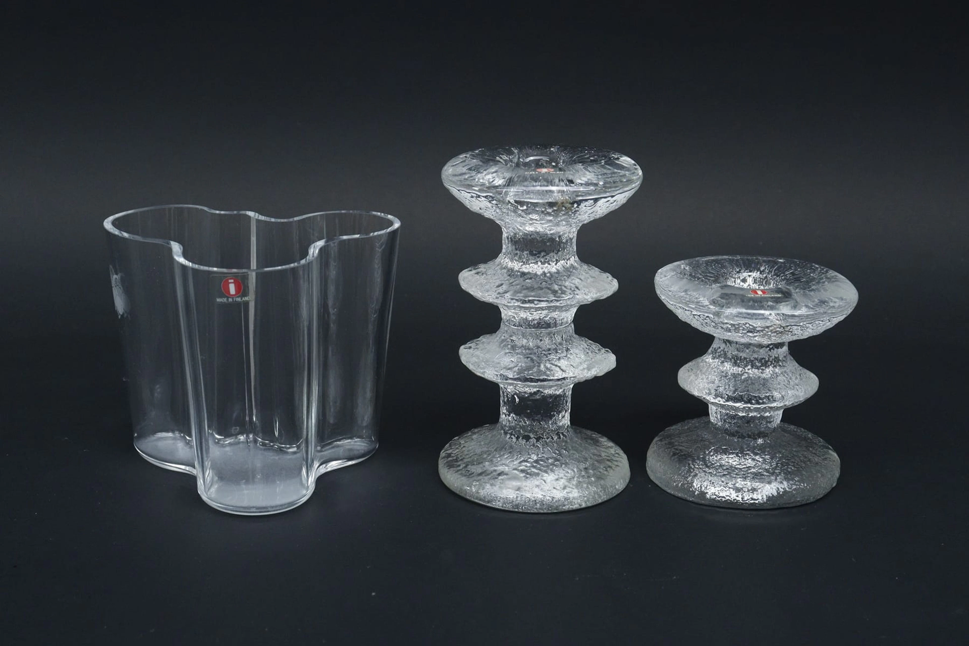 Vas, Alvar Aalto, samt ljsustakar, 2st, "Festivo", Iittala