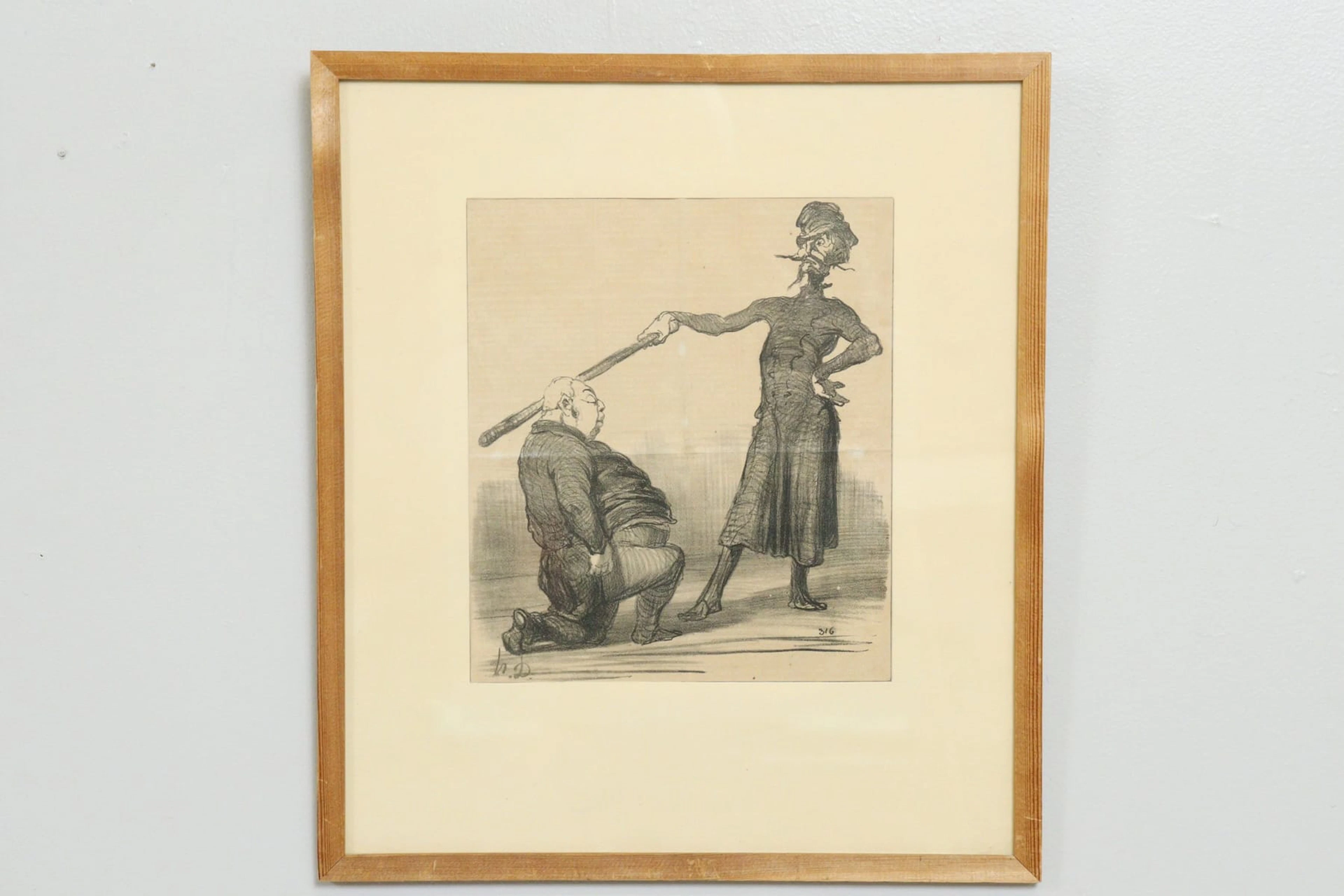 Honoré Daumier, litografi, signerad i trycket