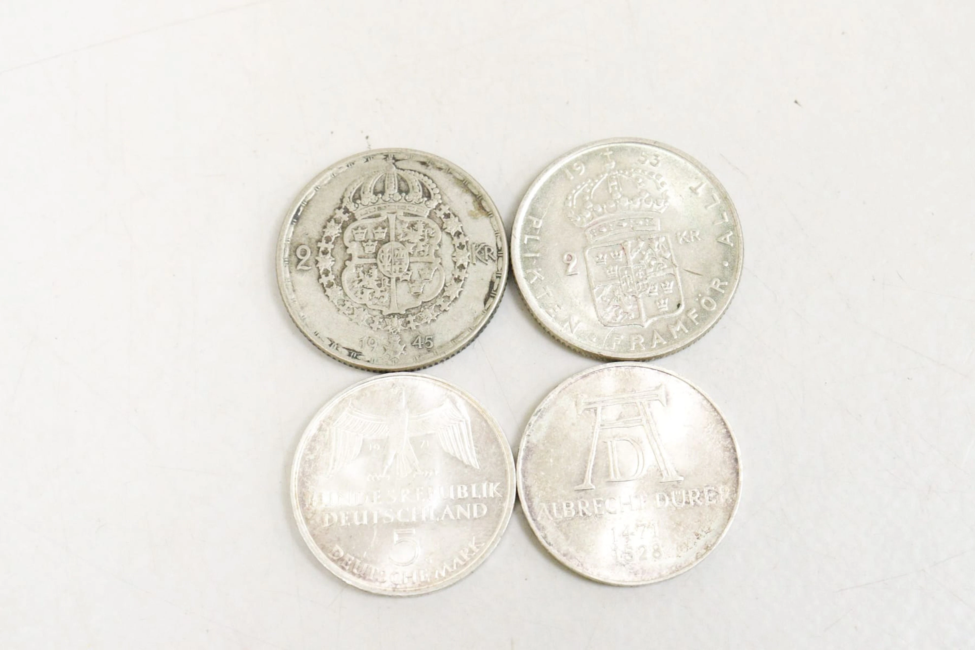 Mynt, 4st, silver, svenska och tyska