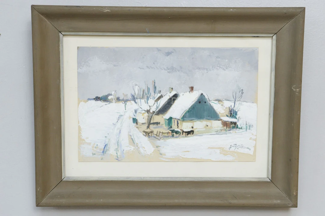 Gottfrid Olsson, gouache, Röstånga, signerad