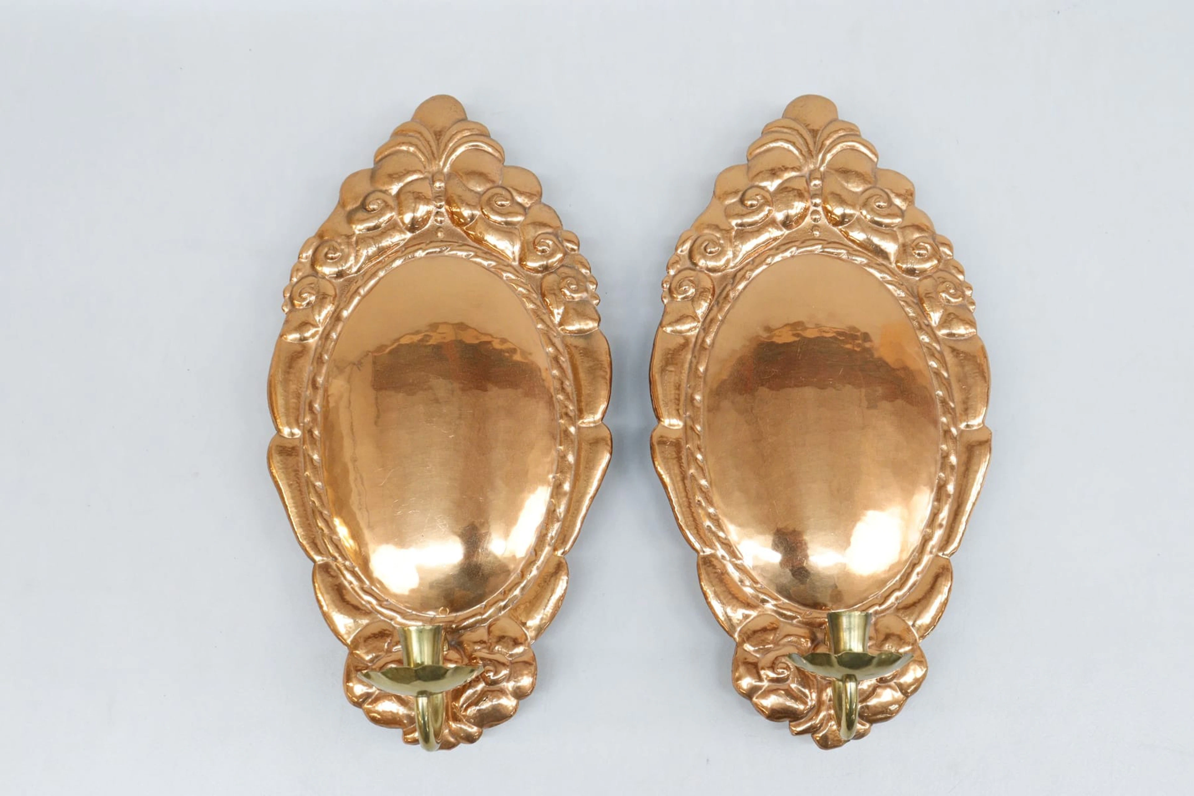 Väggplåtar, 1 par, i koppar, jugendstil