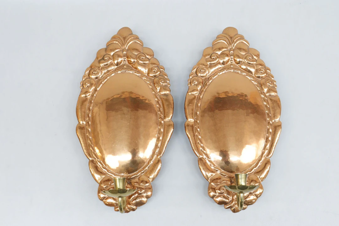 Väggplåtar, 1 par, i koppar, jugendstil