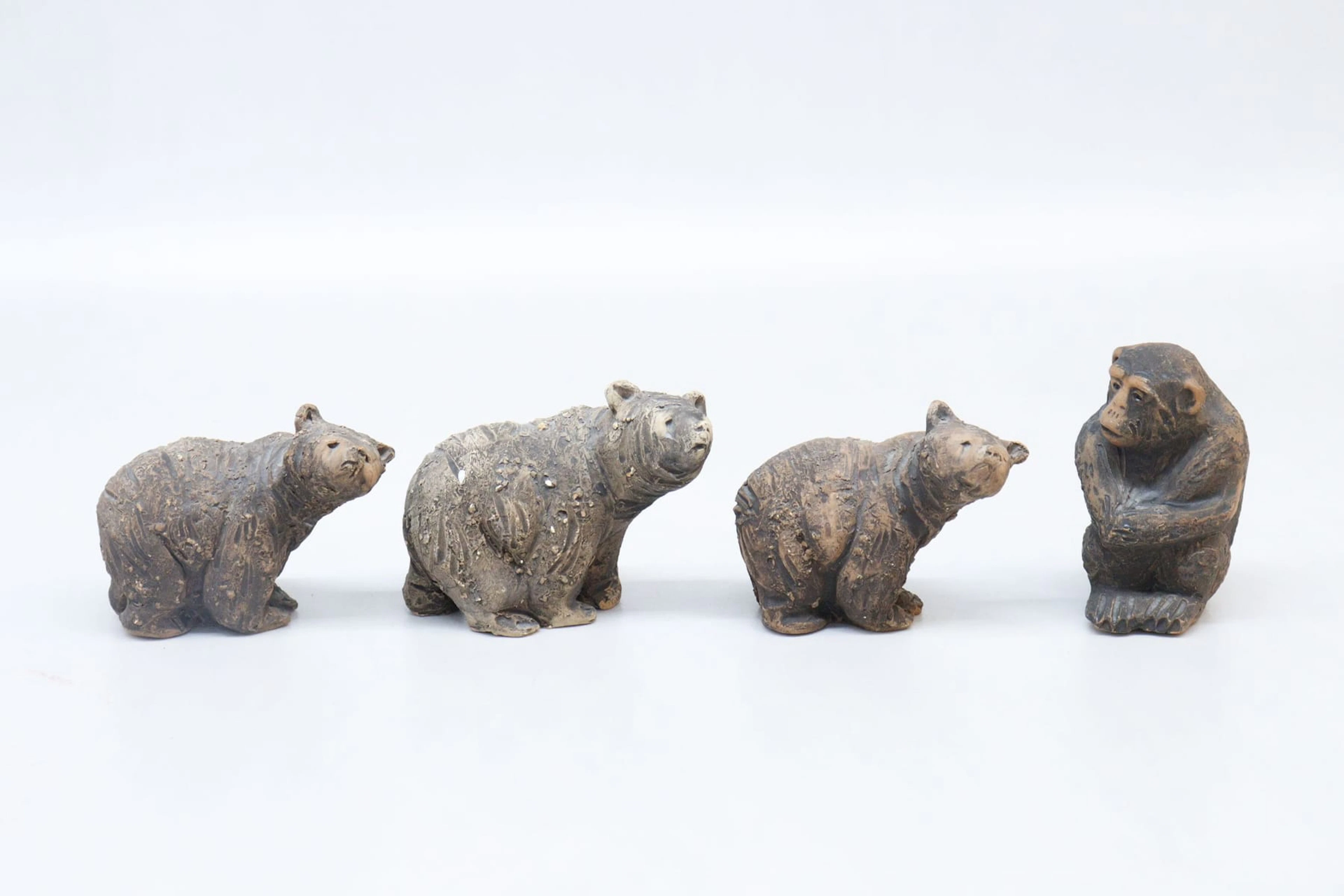Figuriner, 4st, björnar och apa, Tilgmans Keramik