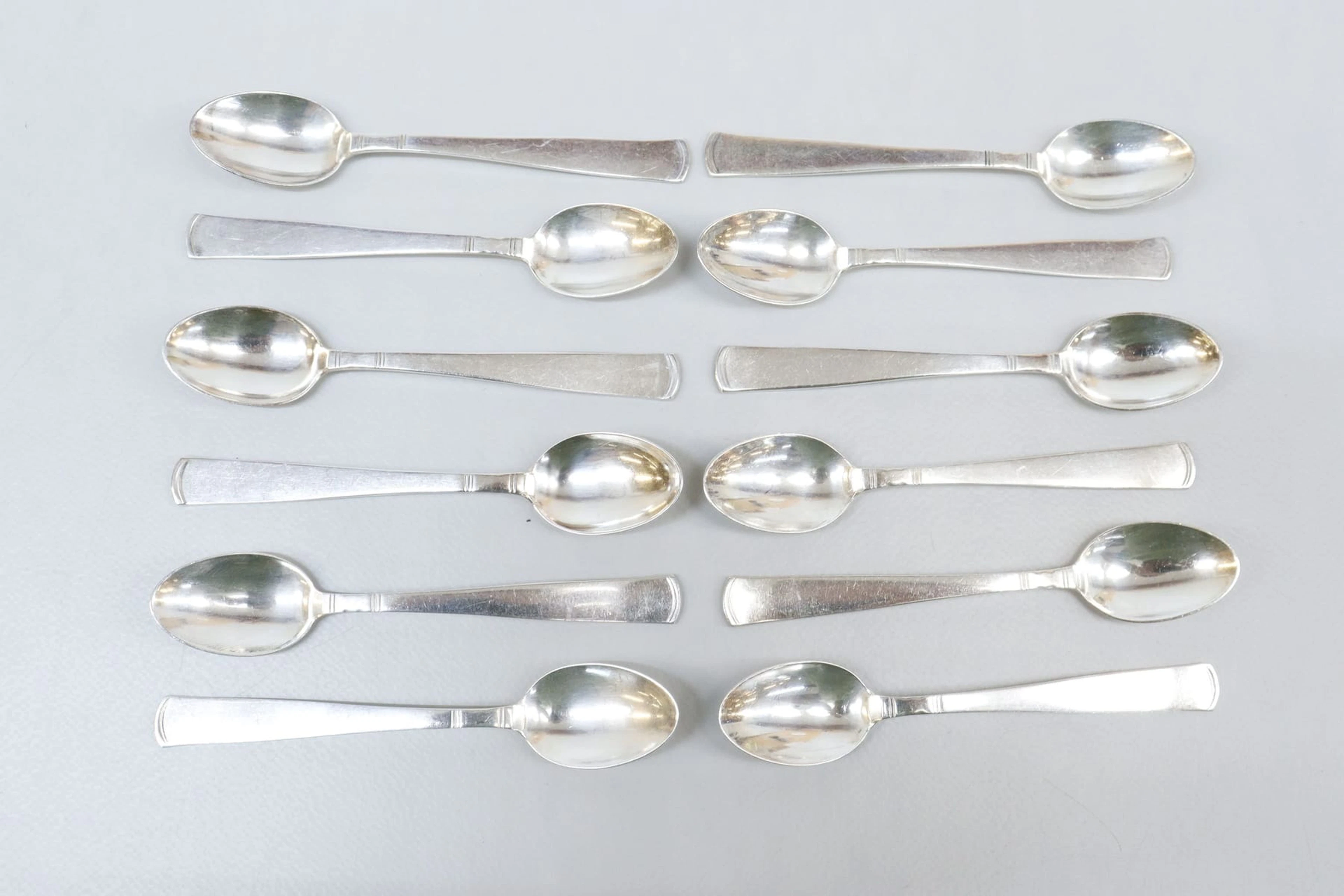 Teskedar, 12st, silver, GAB "Rosenholm", vikt 185 gram