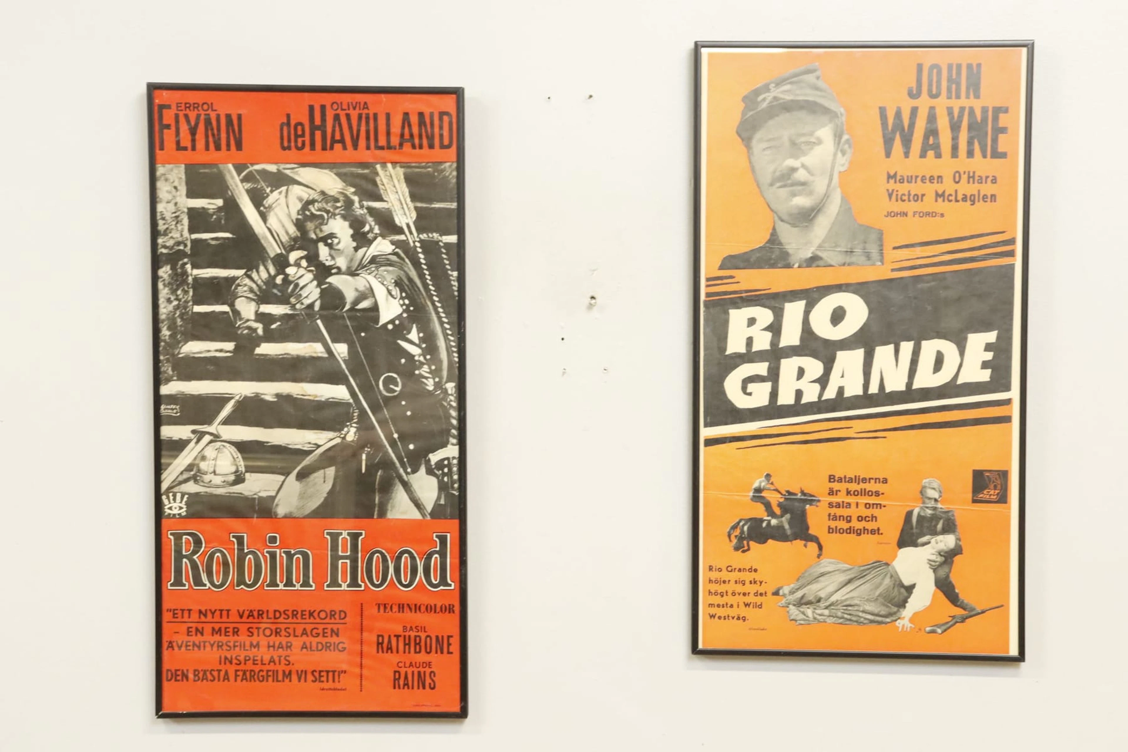 Filmaffischer, 2st, Errol Flynn i Robin Hood och John Wayne i Rio Grande