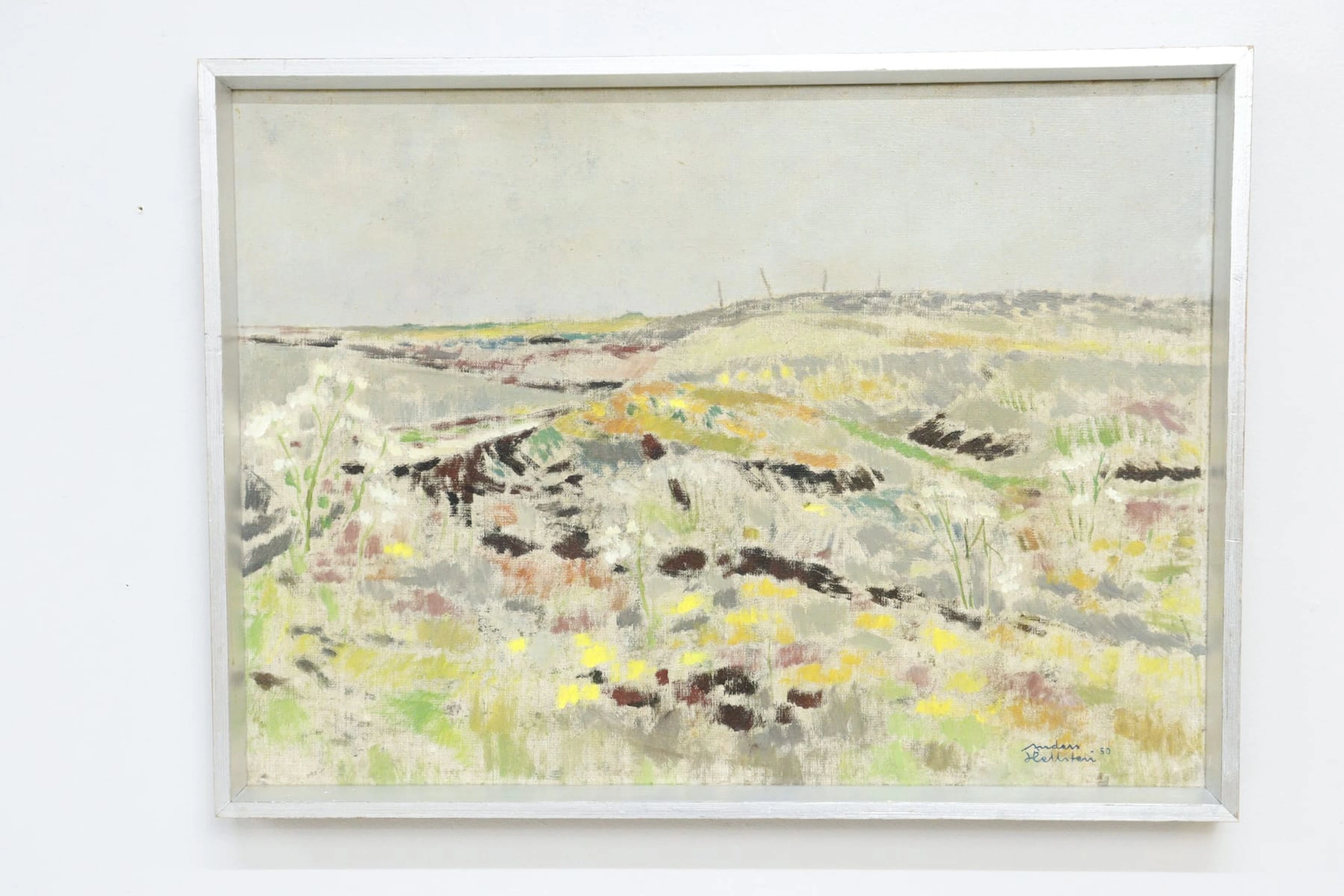 Anders Hellsten, "Kustbild Torekov 1950", olja på duk signerad