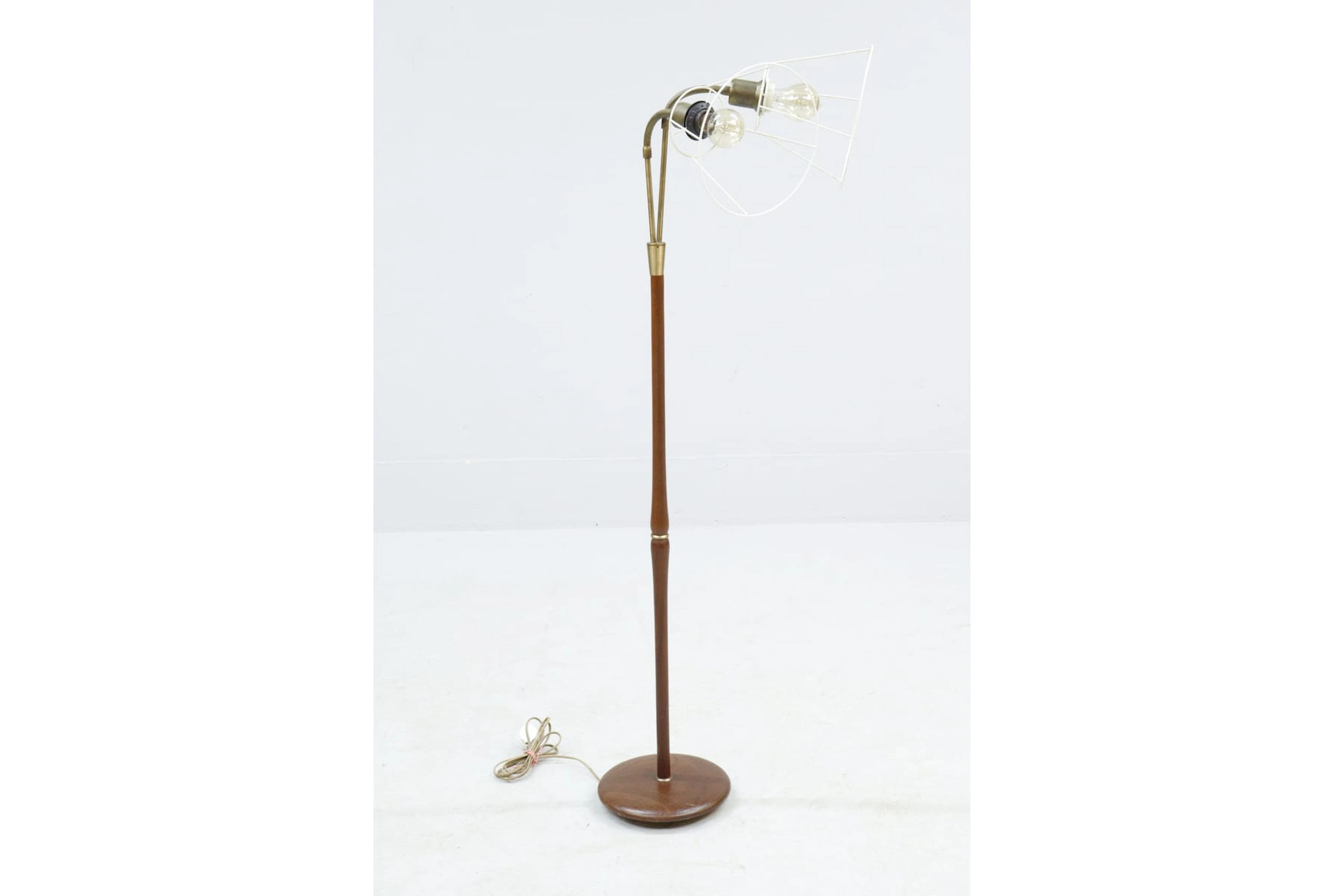 Golvlampa, 2-armad, teak och metall