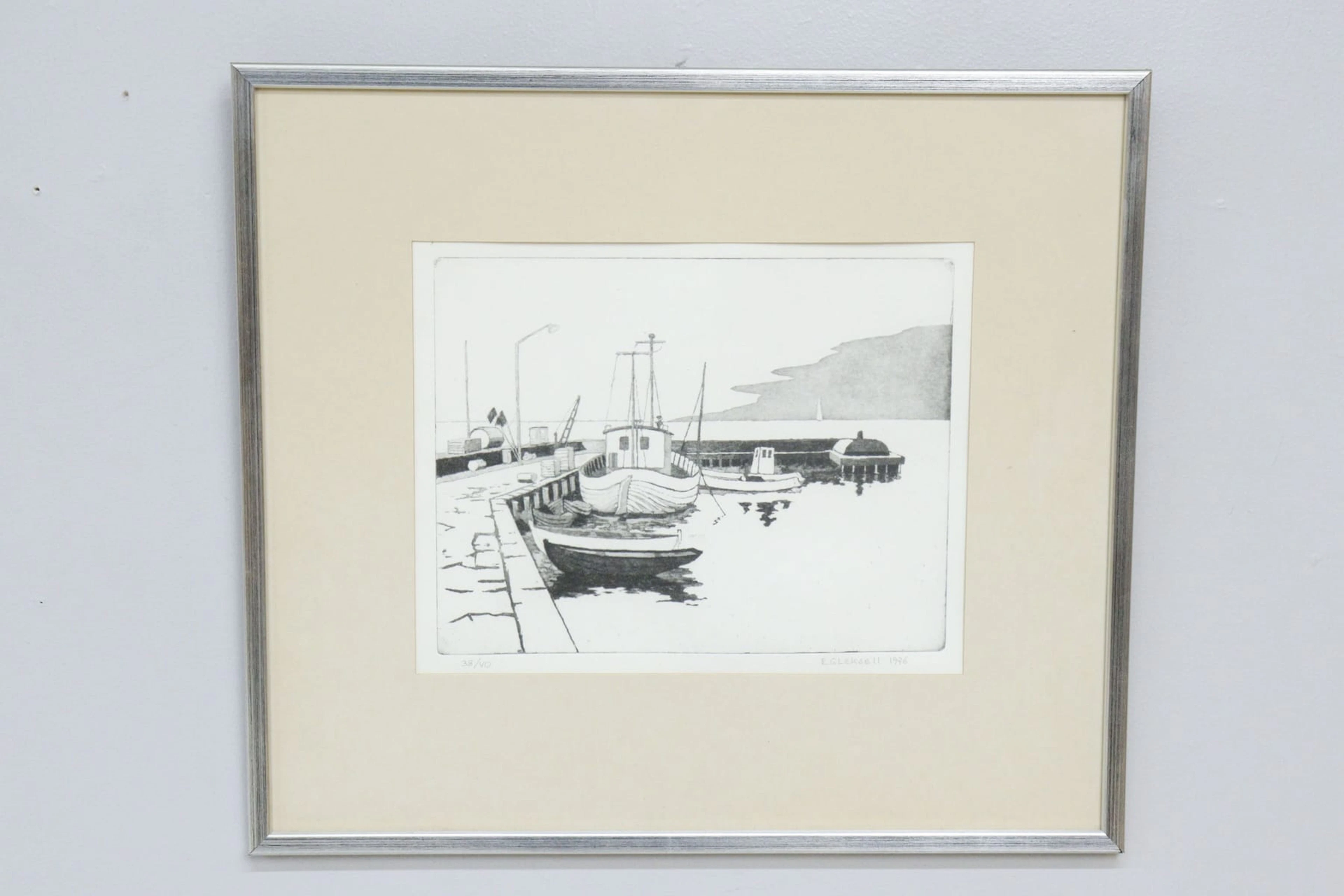 E.G Leksell, etsning, signerad