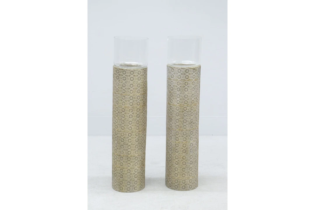 Piedestaler, 1 par, metallstativ med glas