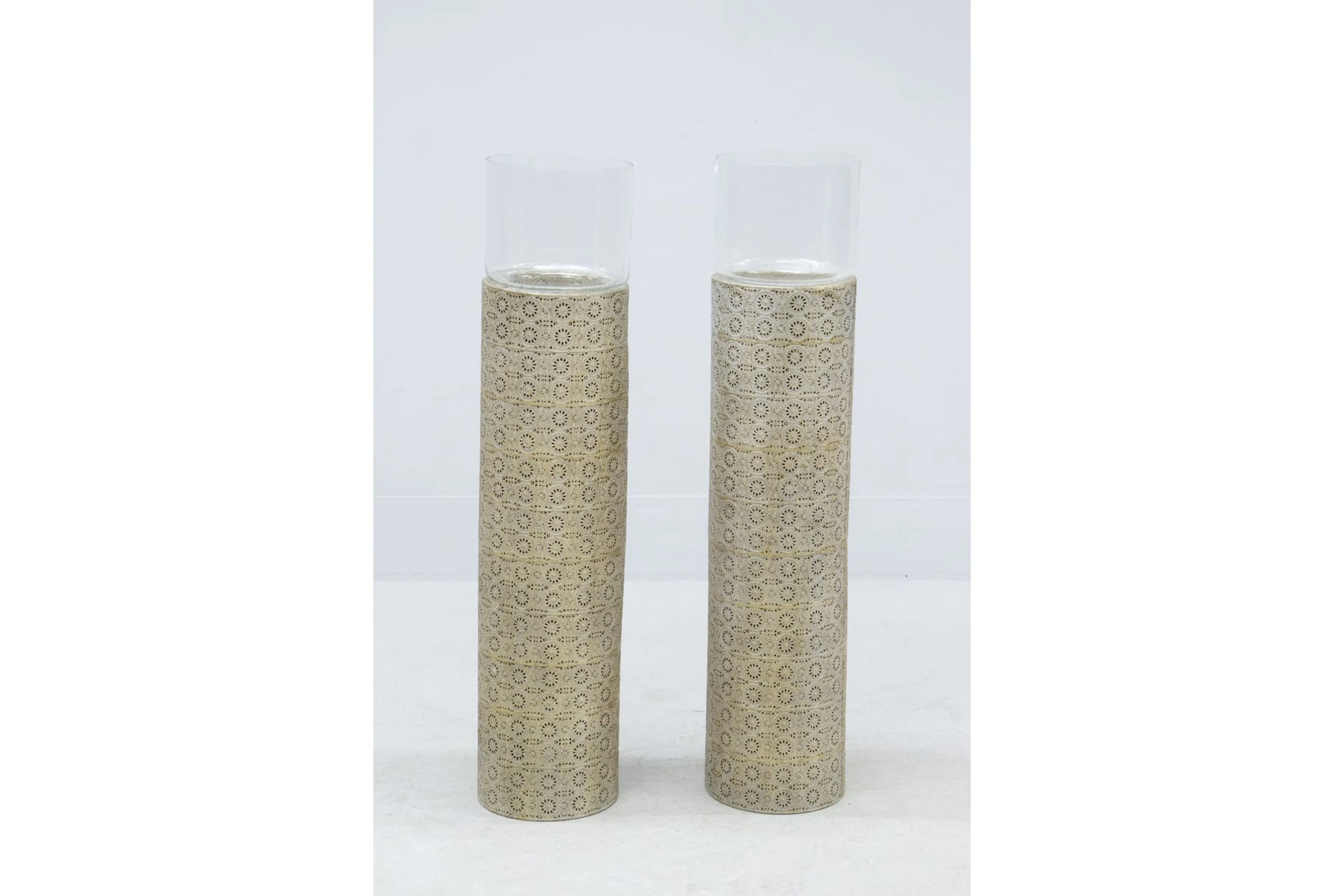 Piedestaler, 1 par, metallstativ med glas