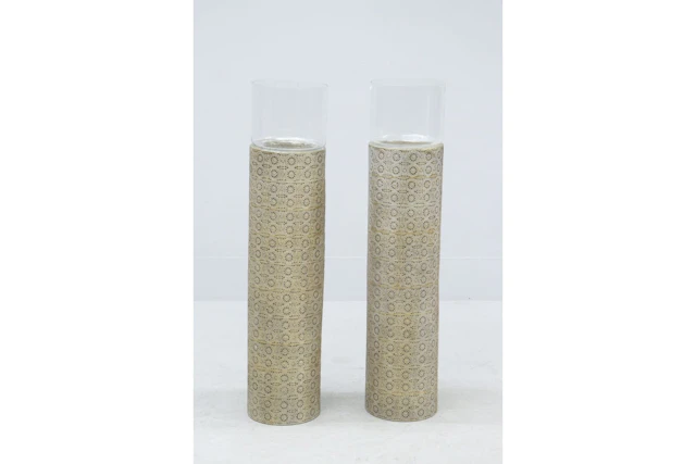 Piedestaler, 1 par, metallstativ med glas