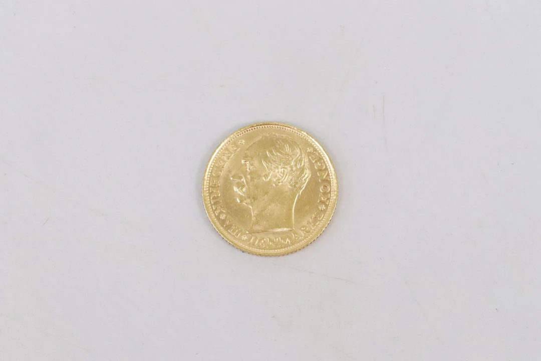 Mynt, guld, 10kr, Fredrik VIII, Danmark, 1908, vikt 4.5 gram