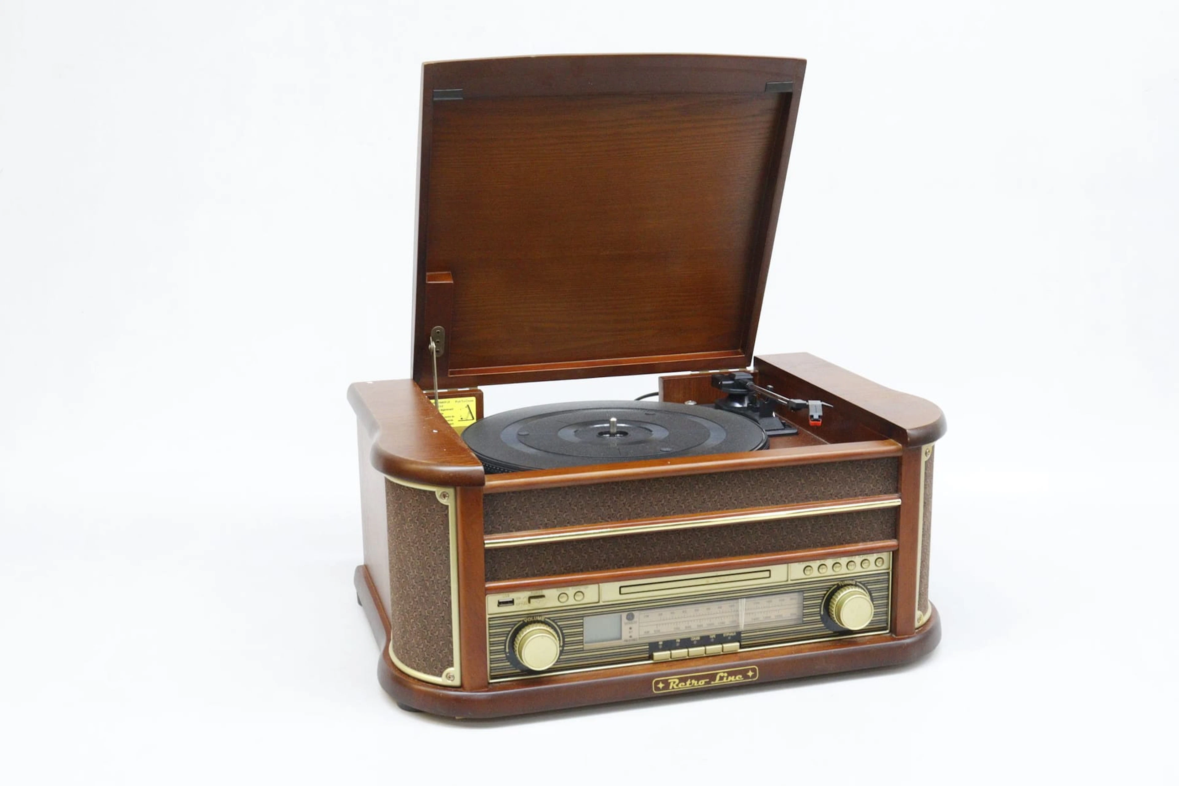 Skivspelare med radio, CD, kassett, Retro Line