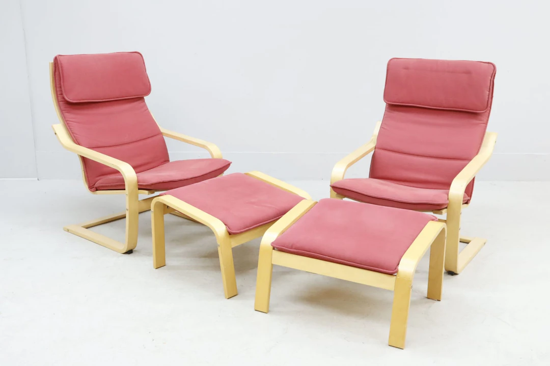 Fåtöljer, 1 par, med fotpallar, Poäng, Ikea
