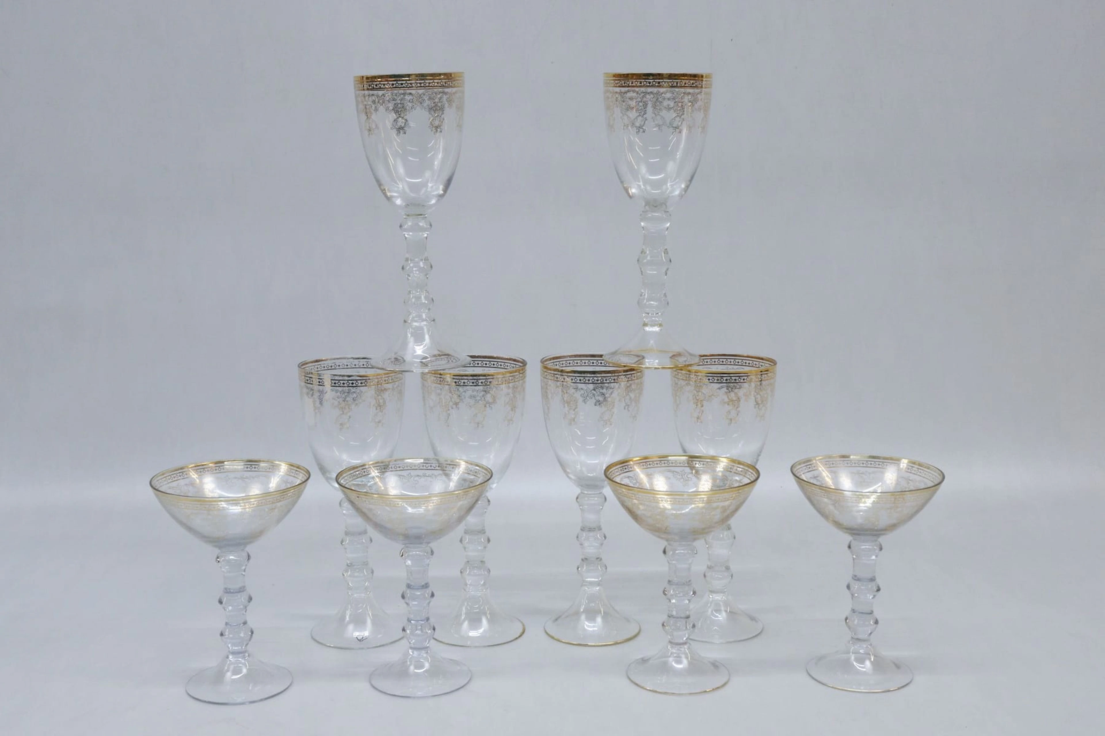 Glasservis, 6+4st, med guldfärgad dekor