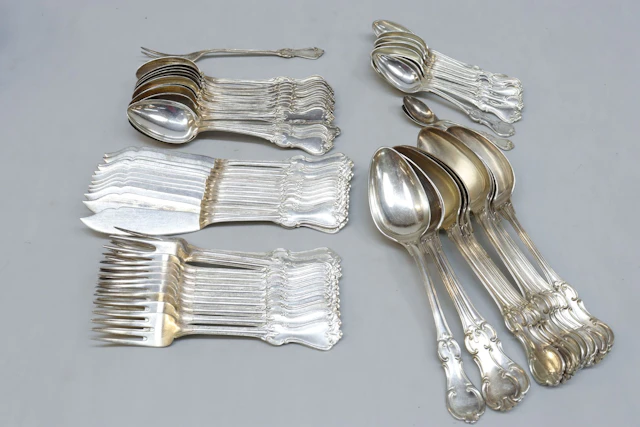 Bestick, 58 delar, "Olga", nysilver (12st fiskknivar)