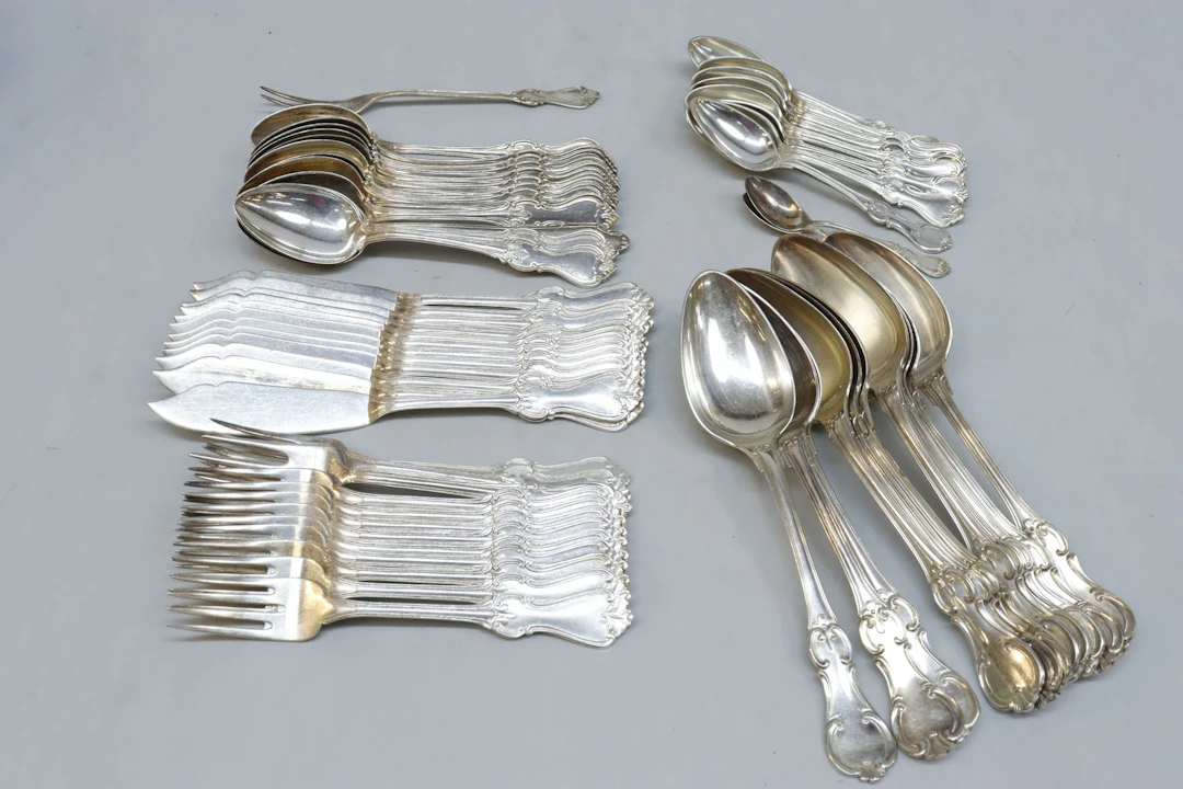 Bestick, 58 delar, "Olga", nysilver (12st fiskknivar)