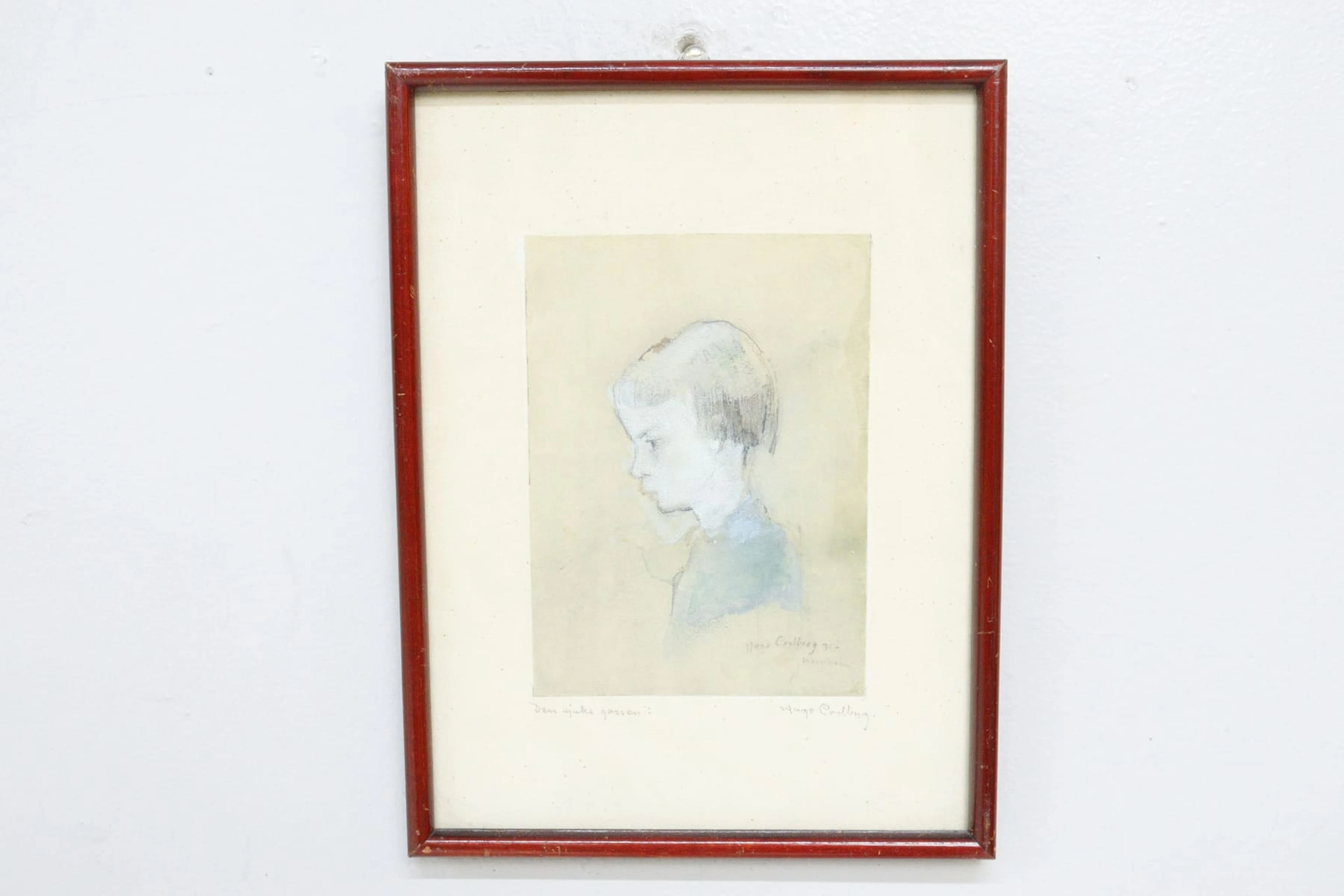 Hugo Carlberg, Bornholm, "Den sjuke gossen", akvarell, signerad