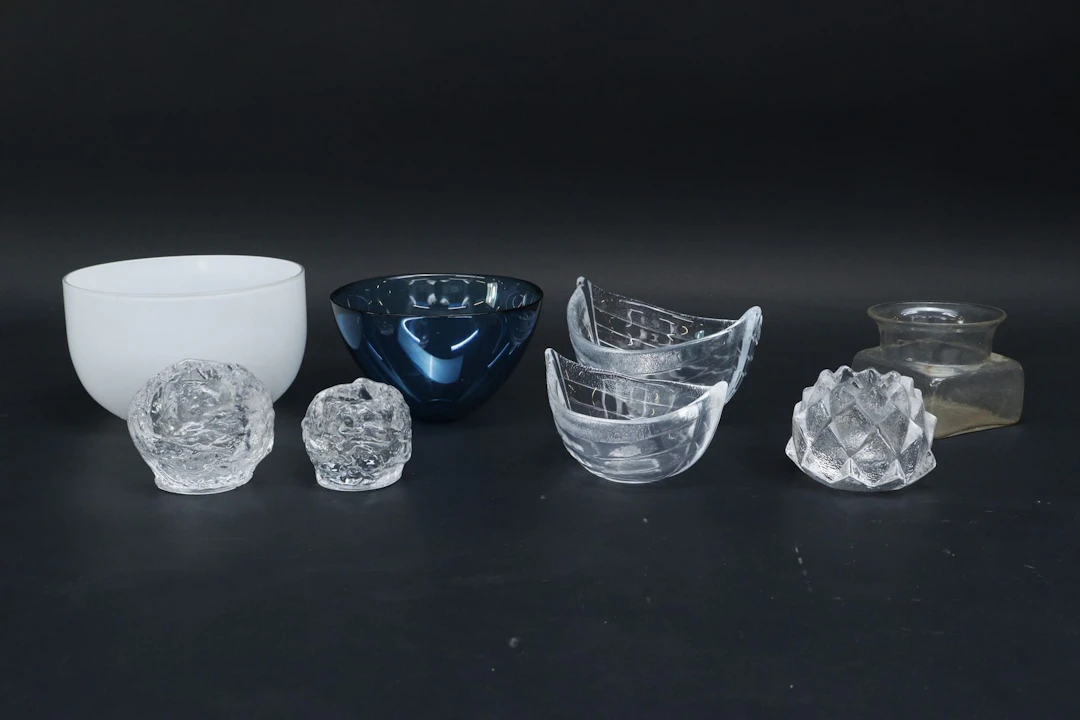 Diverse glas, bla "Snöboll"