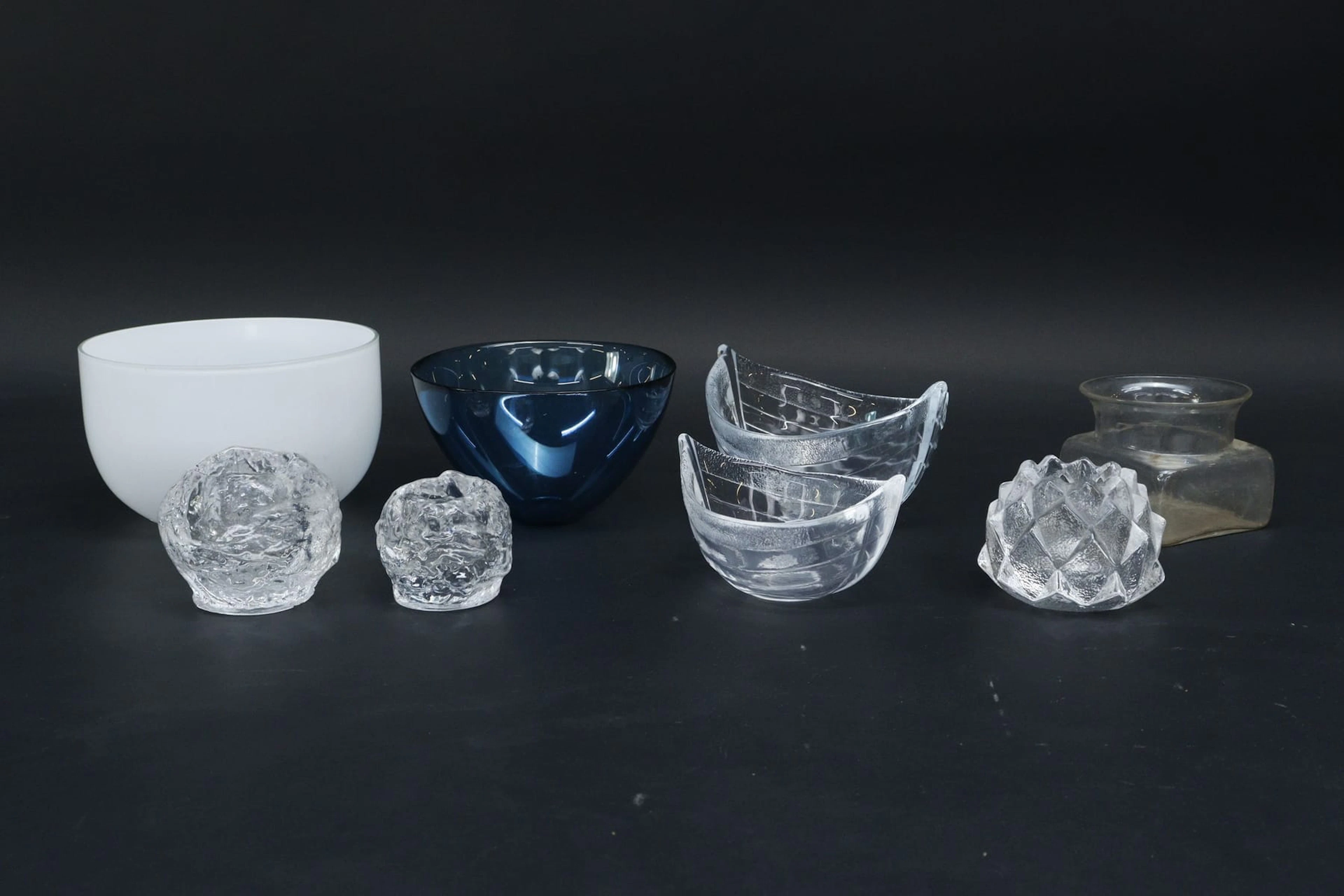 Diverse glas, bla "Snöboll"