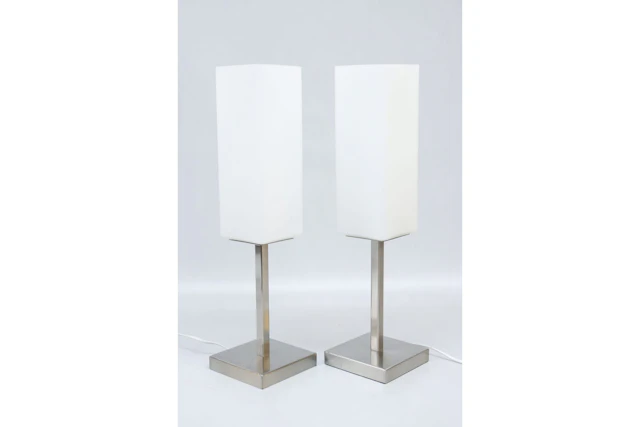 Bordslampor, 1 par, metall och glas