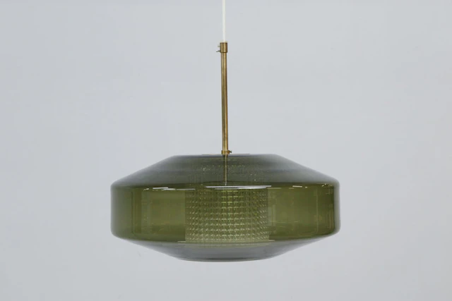 Taklampa, Carl Fagerlund, Orrefors, grönt glas