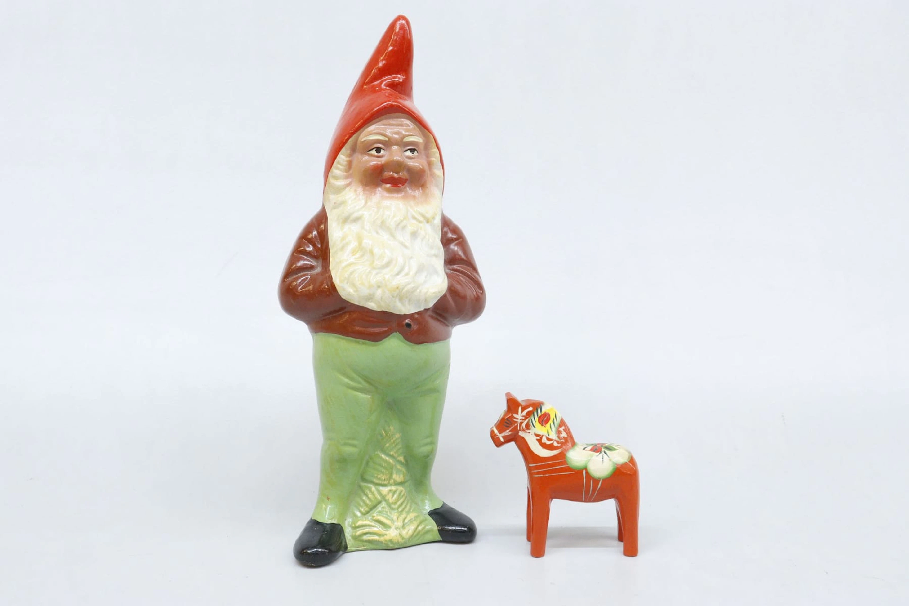 Tomte, Gräfenroda, terrakotta, samt dalahäst, trä