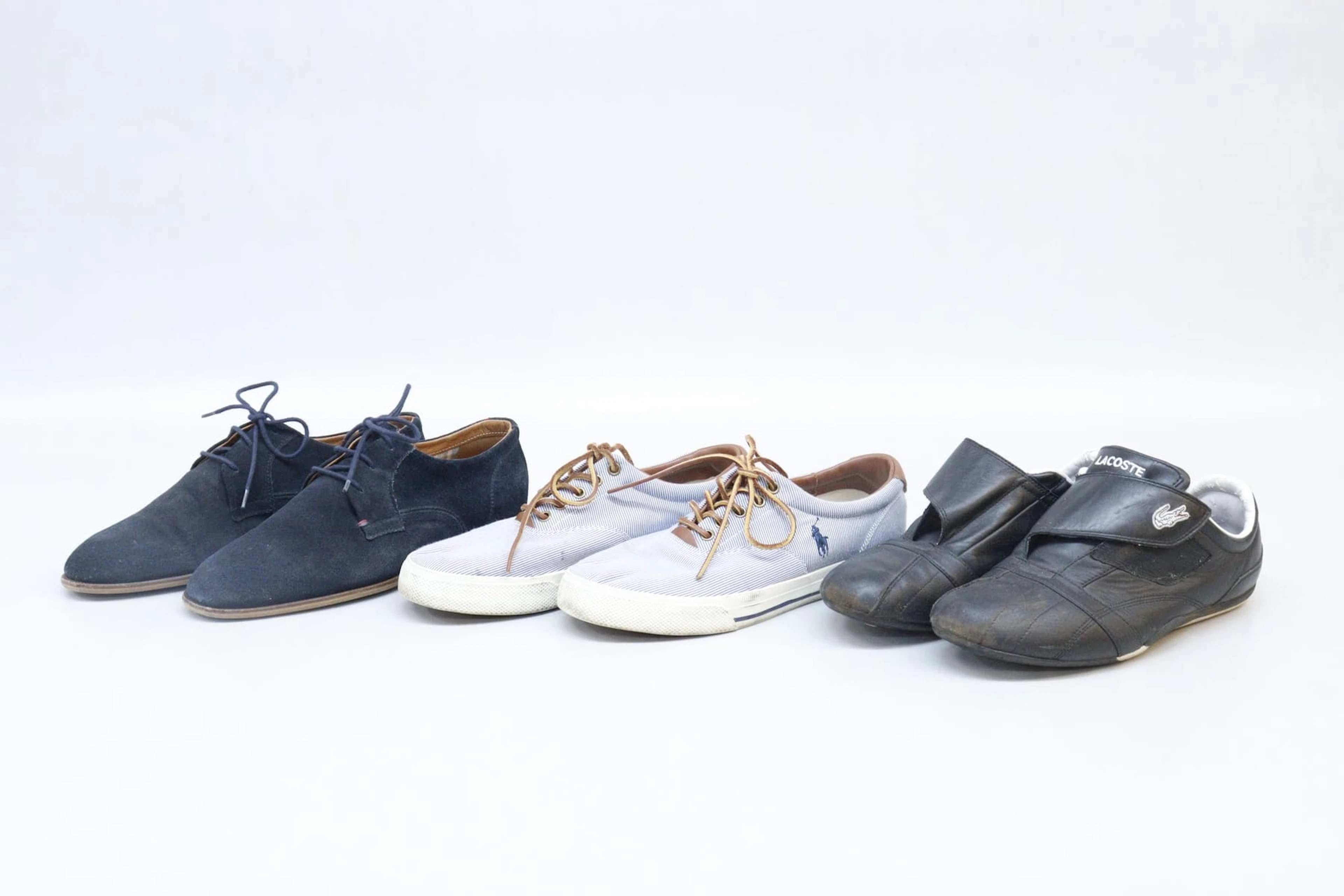 Skor, 3 par, Ralph Lauren, Tommy Hilfiger och Lacoste, storlek 43