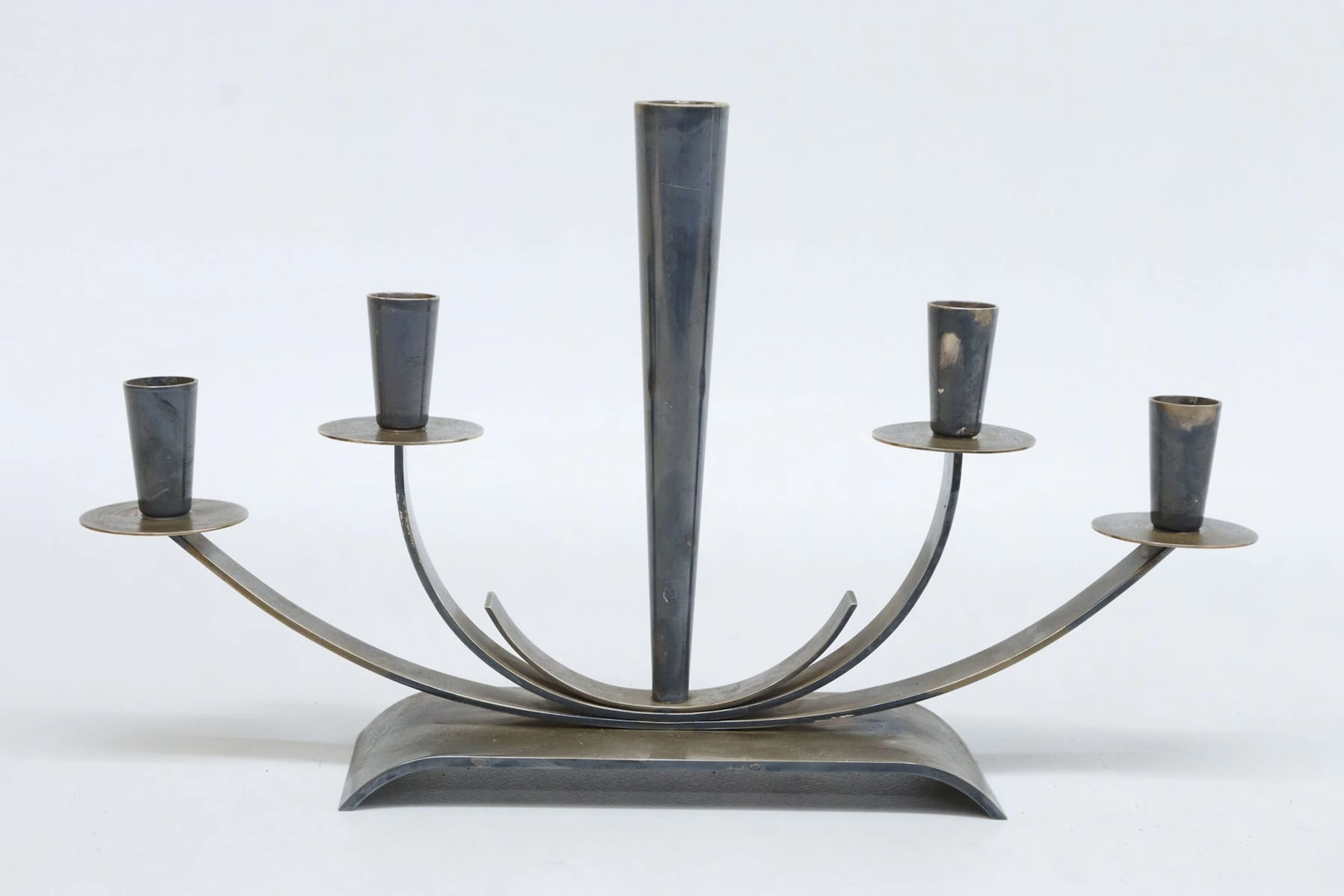 Ljusstake, 5-armad, nysilver, Ystad Metall