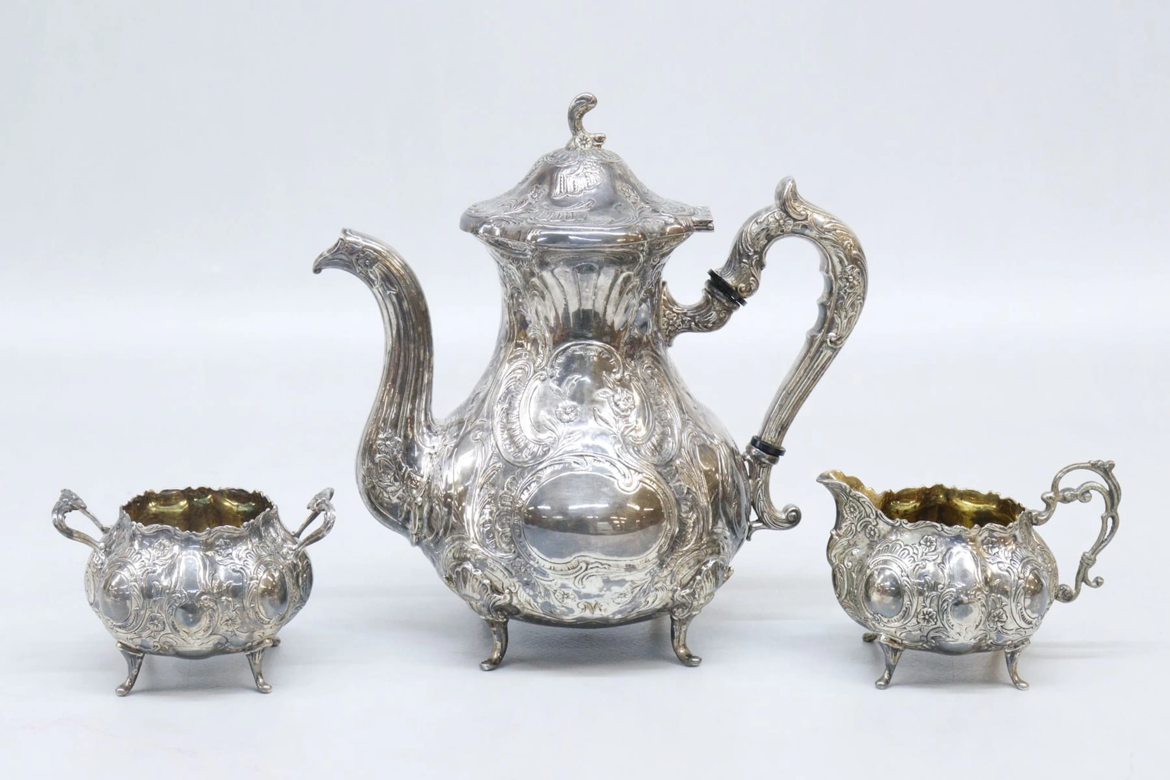 Kaffeservis, 3 delar, silver, GEWE, vikt 1286 gram