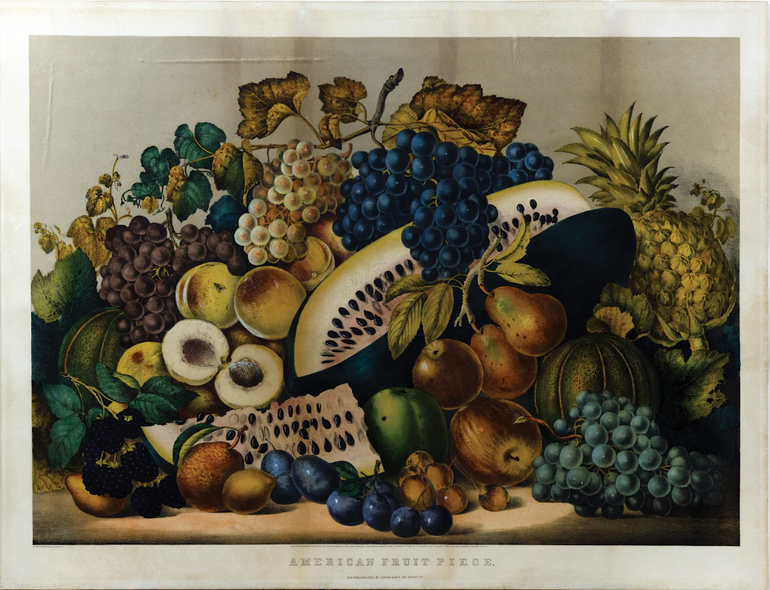 Currier & Ives Lithograph American Fruit Piece