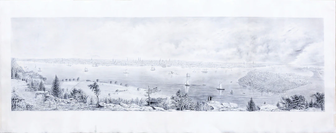 Frederick W. Billing Drawing of a Panoramic View of New York City