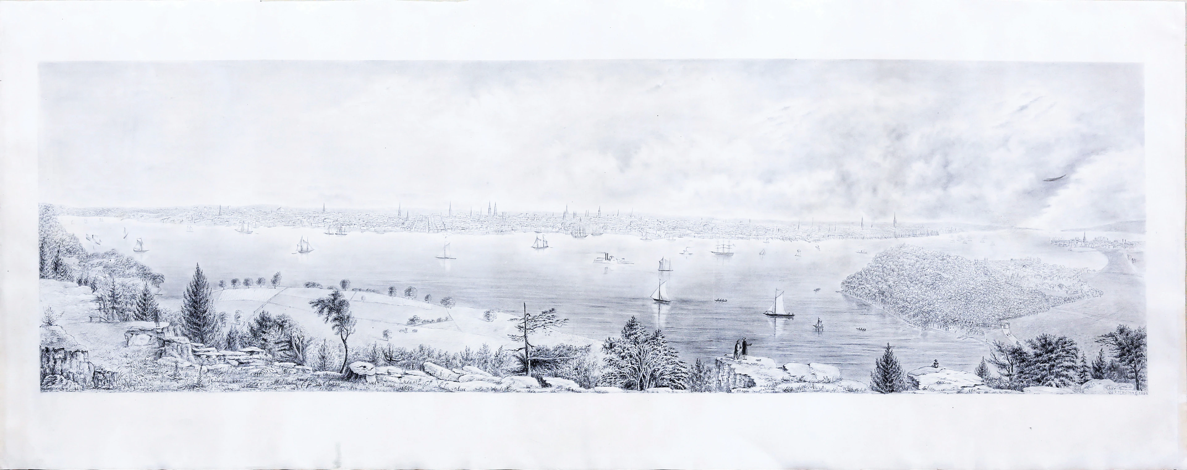 Frederick W. Billing Drawing of a Panoramic View of New York City