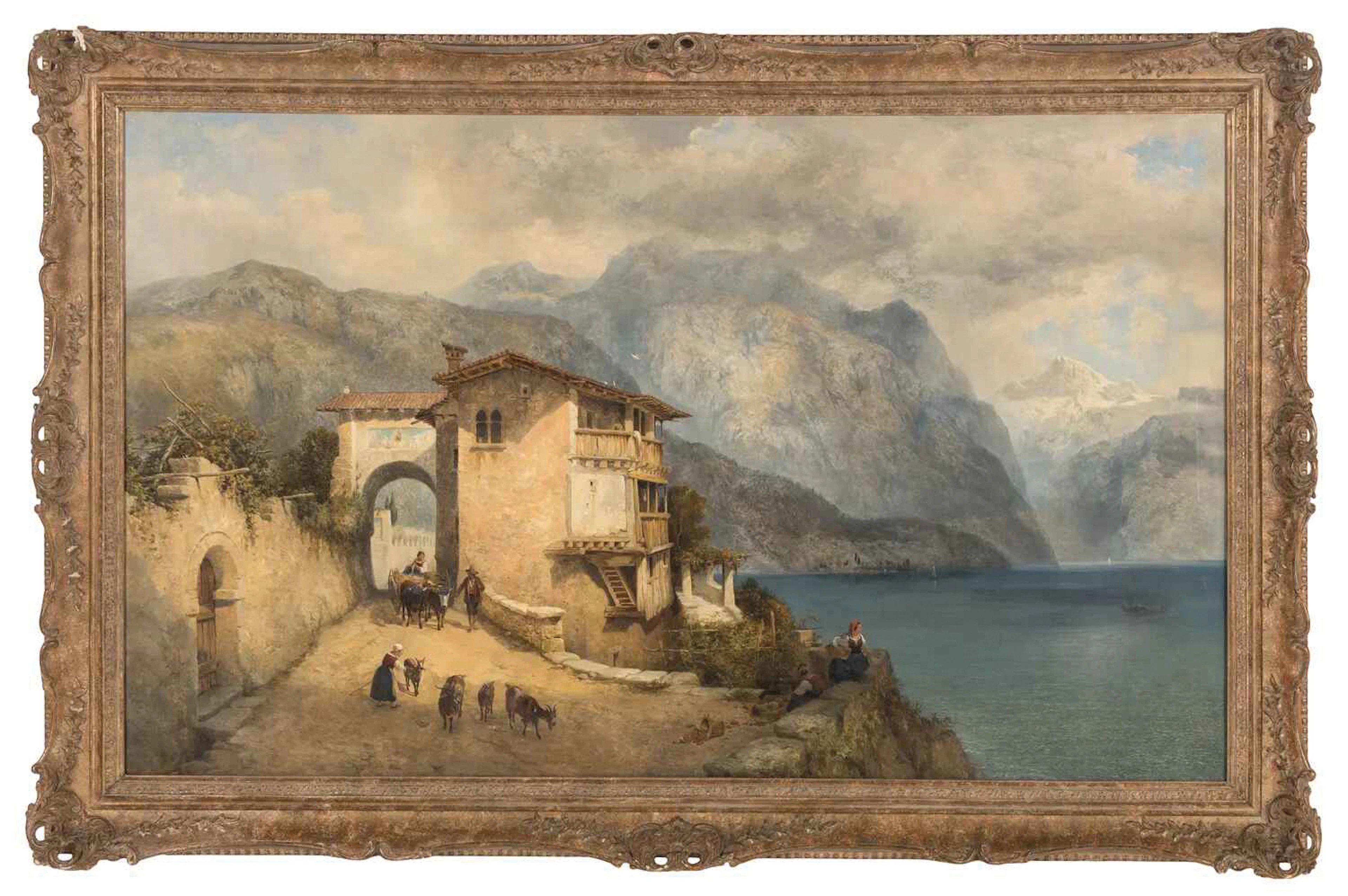 George Hering Oil of a North Italian Lake