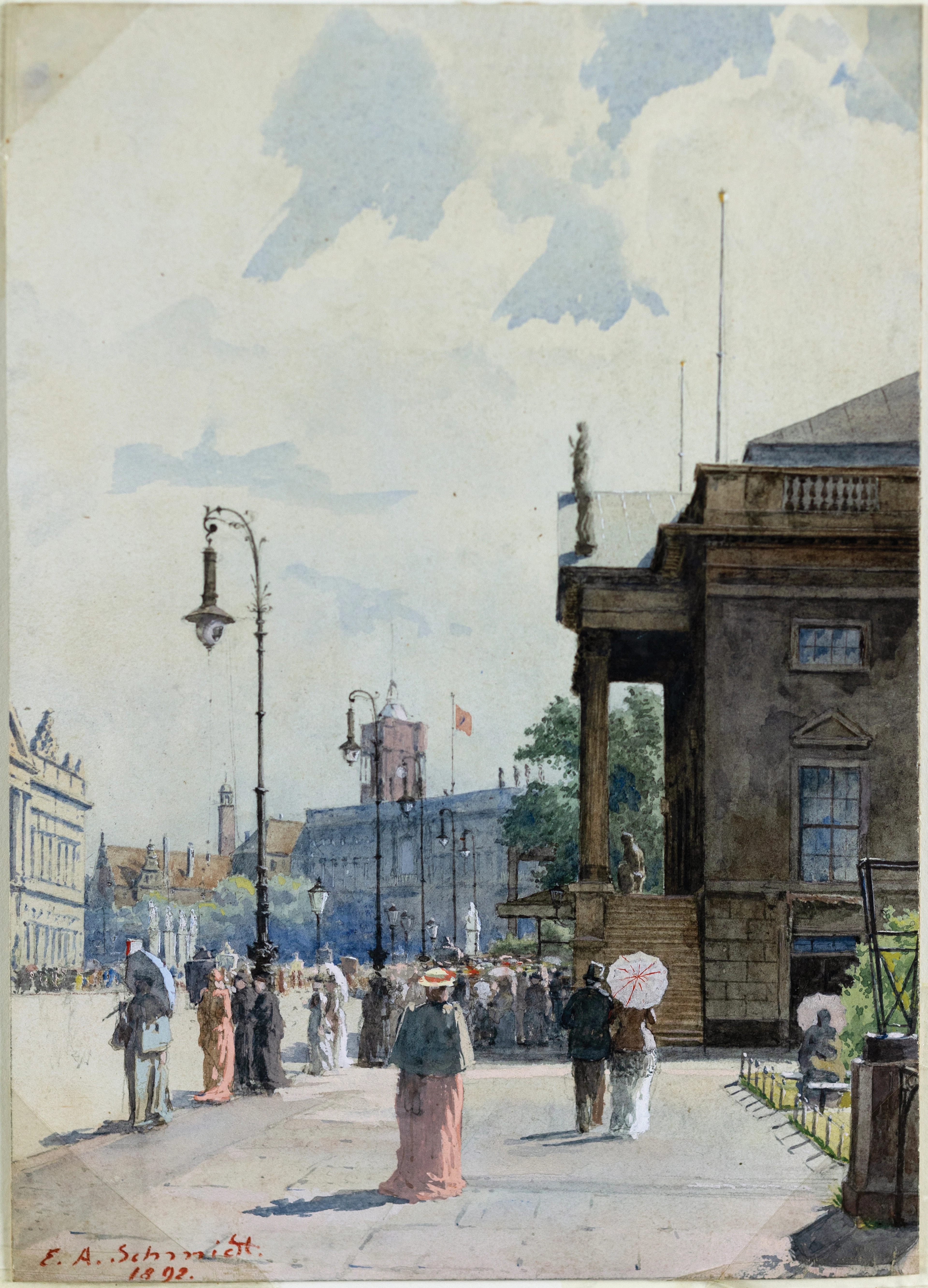 E. A. Schmidt Cityscape watercolor