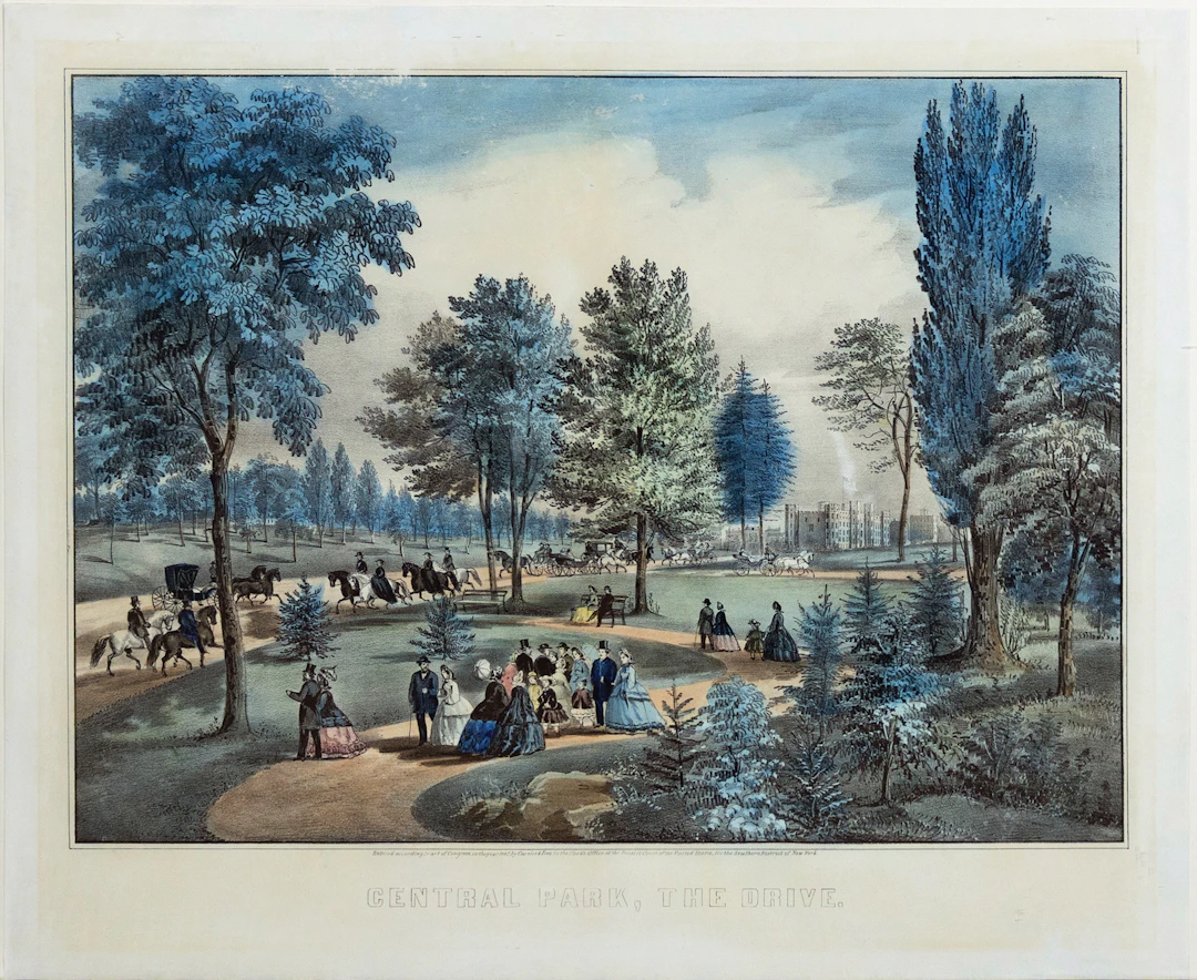 Currier & Ives Lithograph Central Park, the Drive