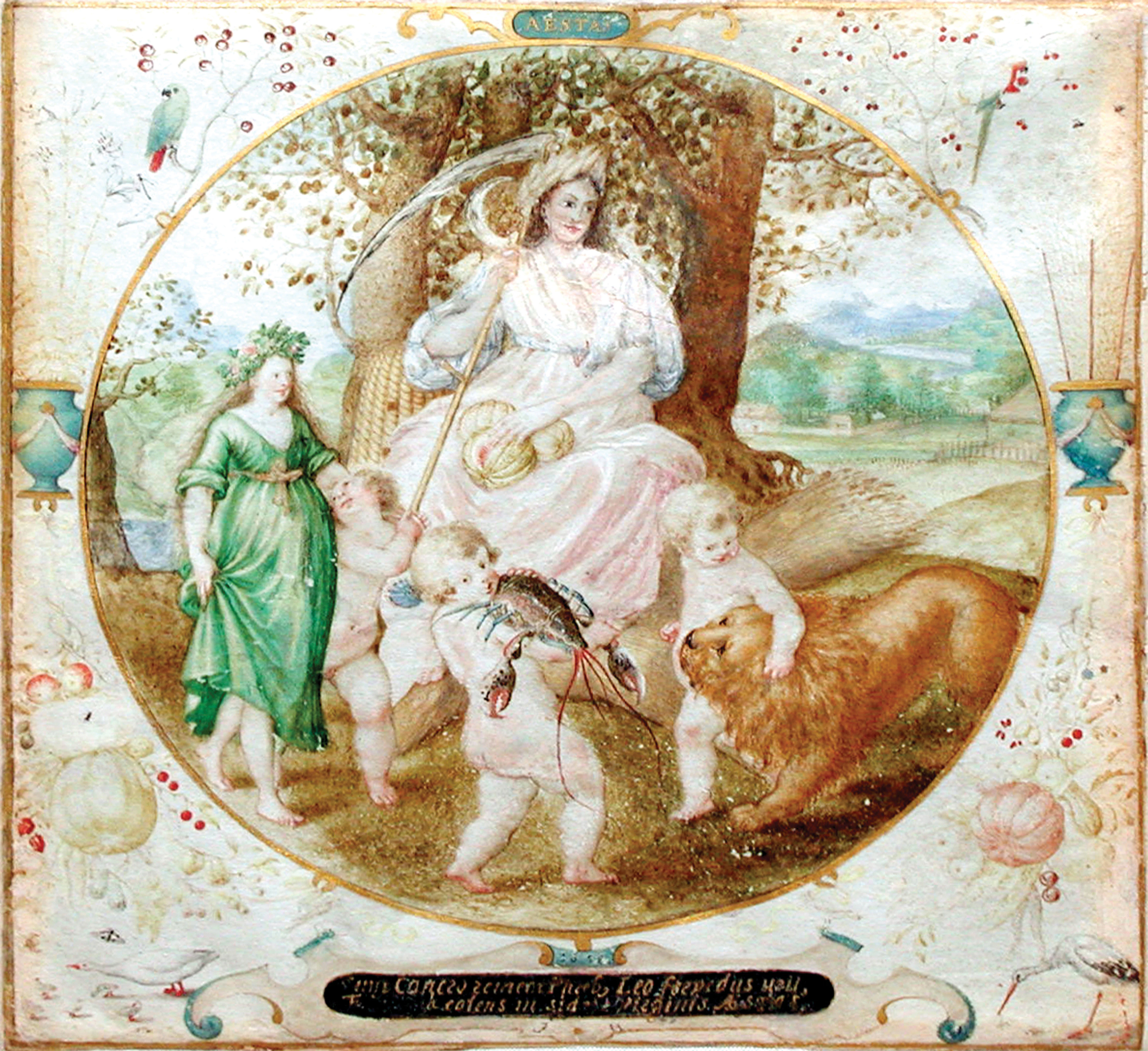 Jacob Hoefnagel Original Watercolor, Allegory of Summer