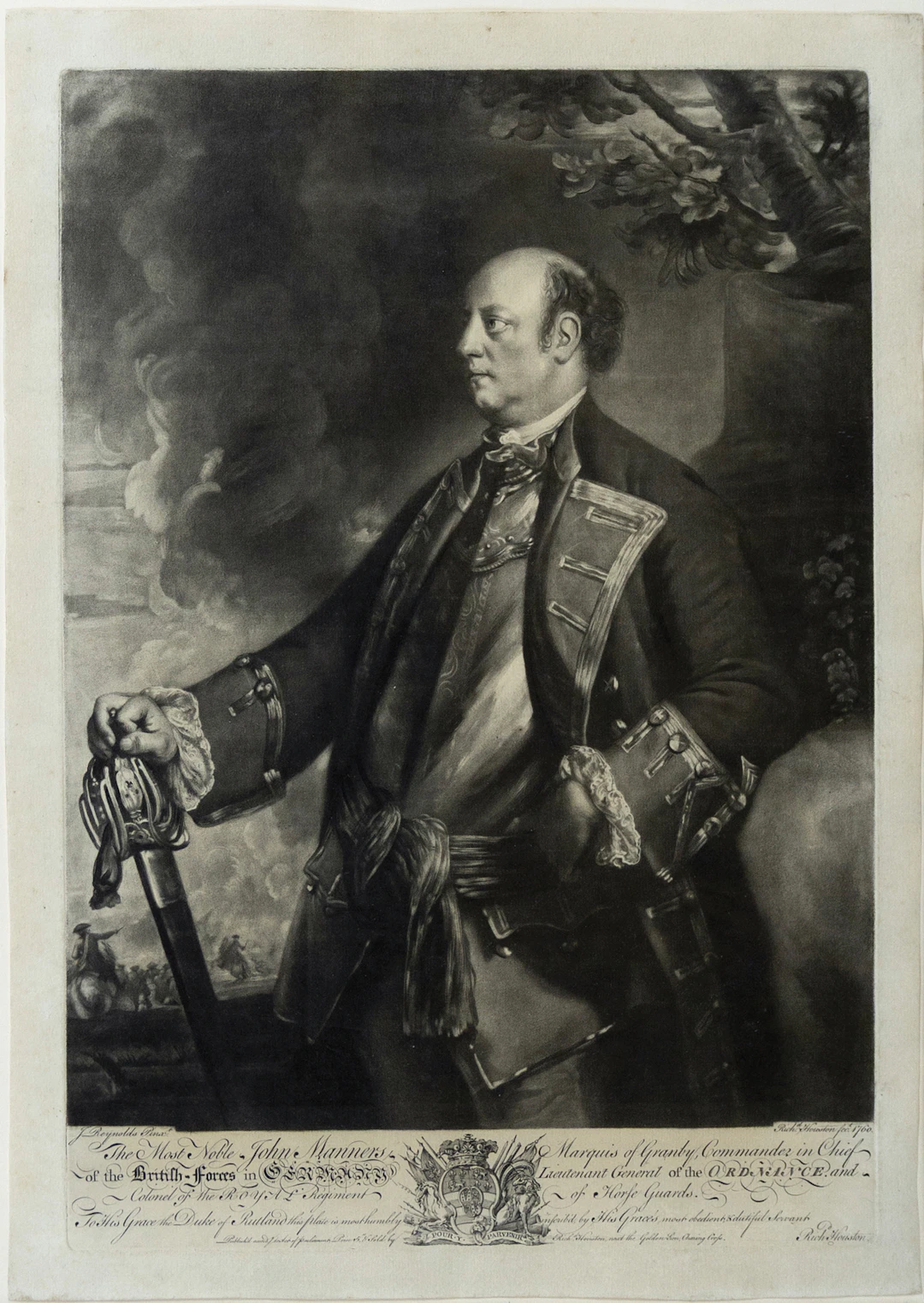 Richard Houston Mezzotint of John Manners, Marquess of Granby - Hero