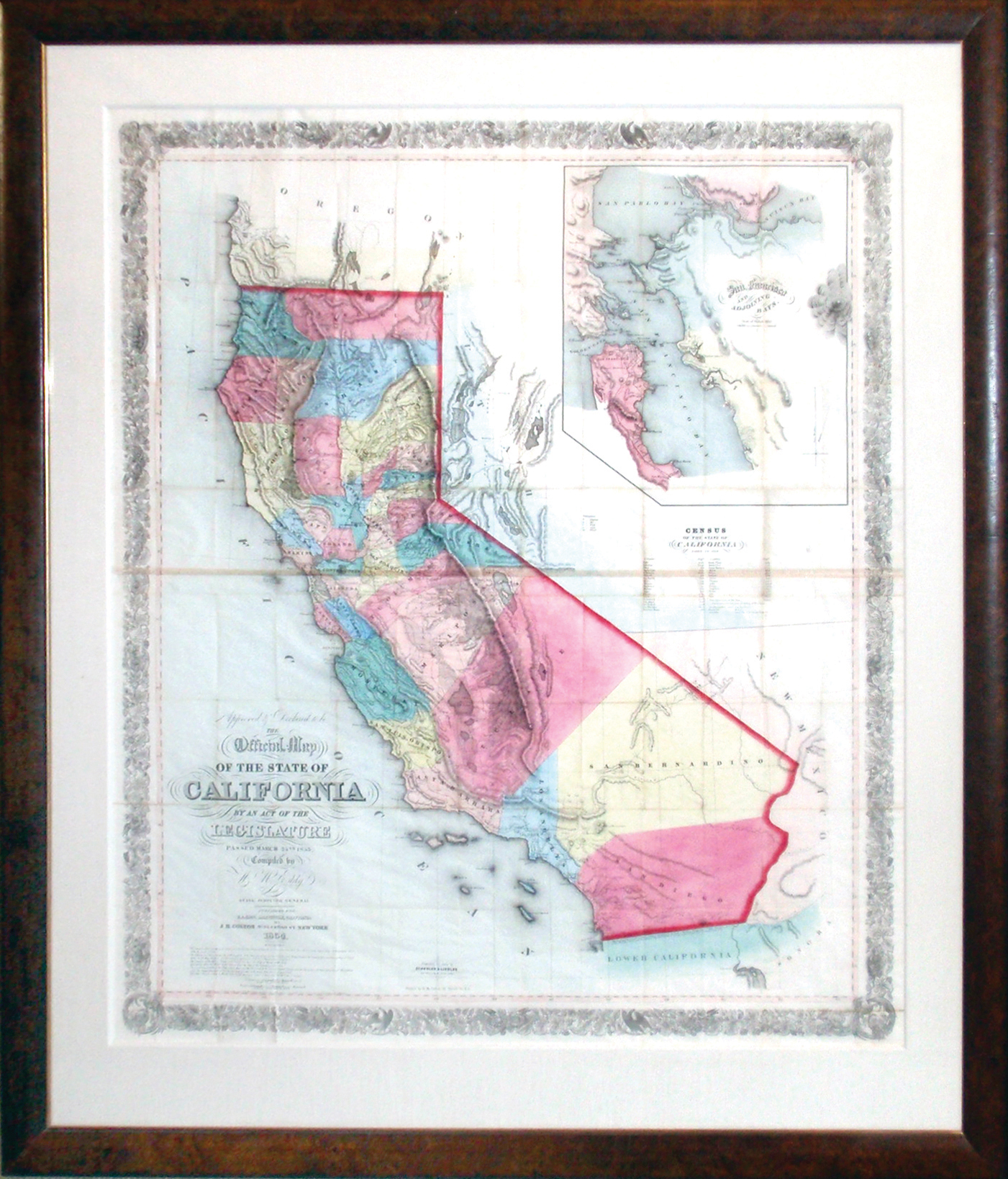 Eddy's Map of California, 1854 - The Extremely Rare First "Official