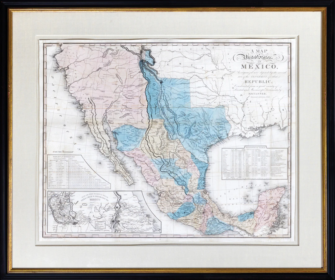Henry S. Tanner Lithographed Map of the United States of Mexico, 1846