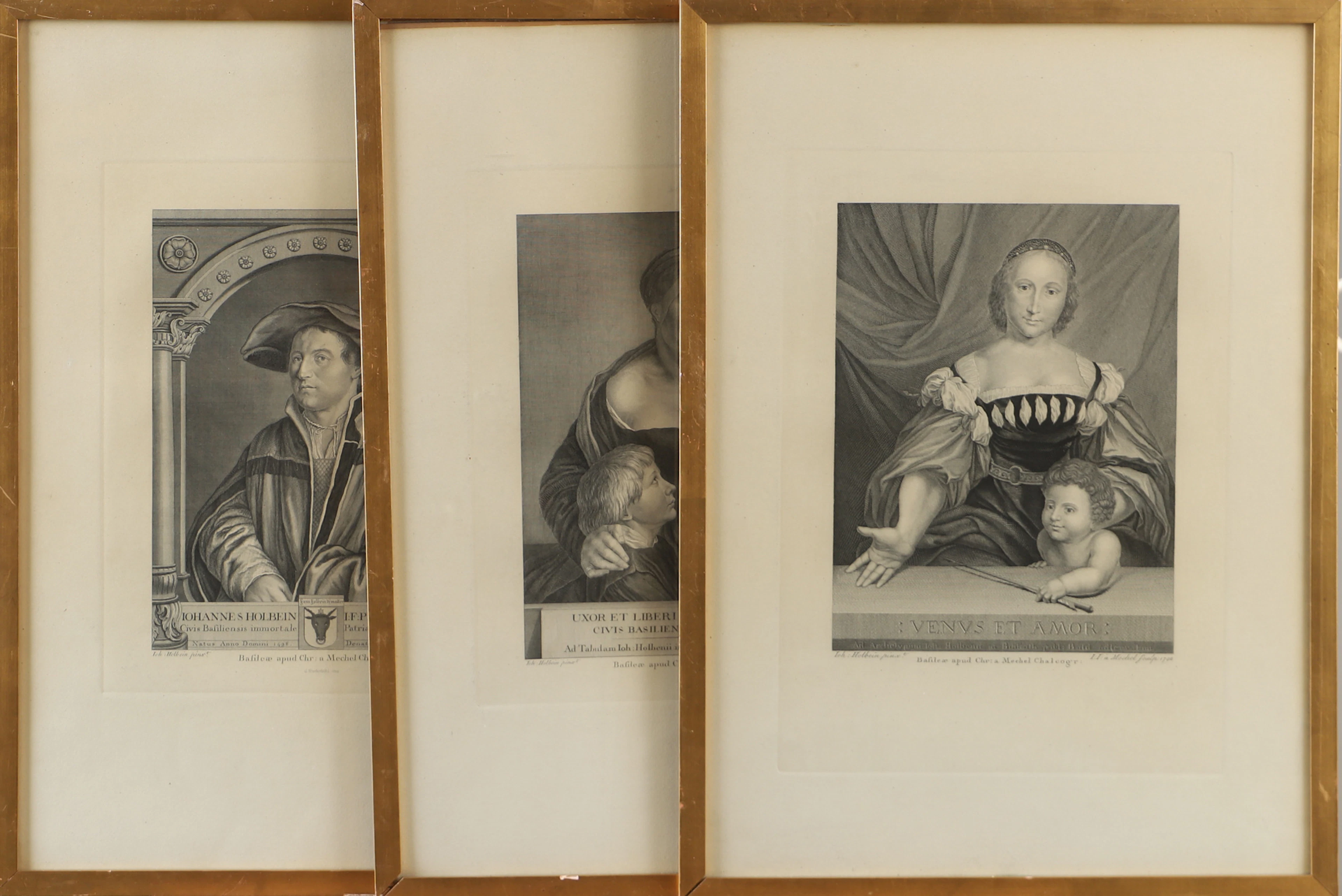 HANS HOLBEIN DEN YNGRE. EFTER. Porträtt, 3 stycken, ekopparstick/gravyr