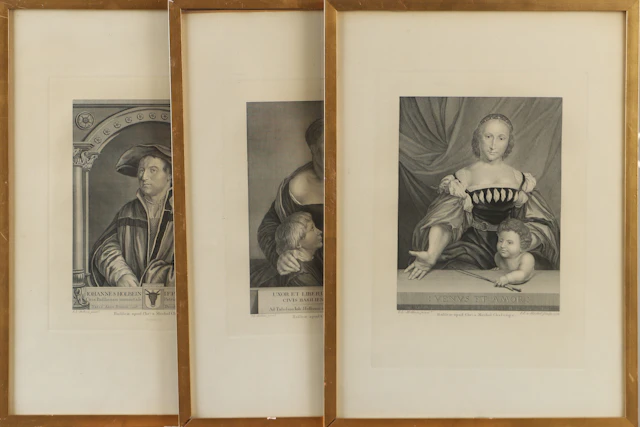 HANS HOLBEIN DEN YNGRE. EFTER. Porträtt, 3 stycken, ekopparstick/gravyr