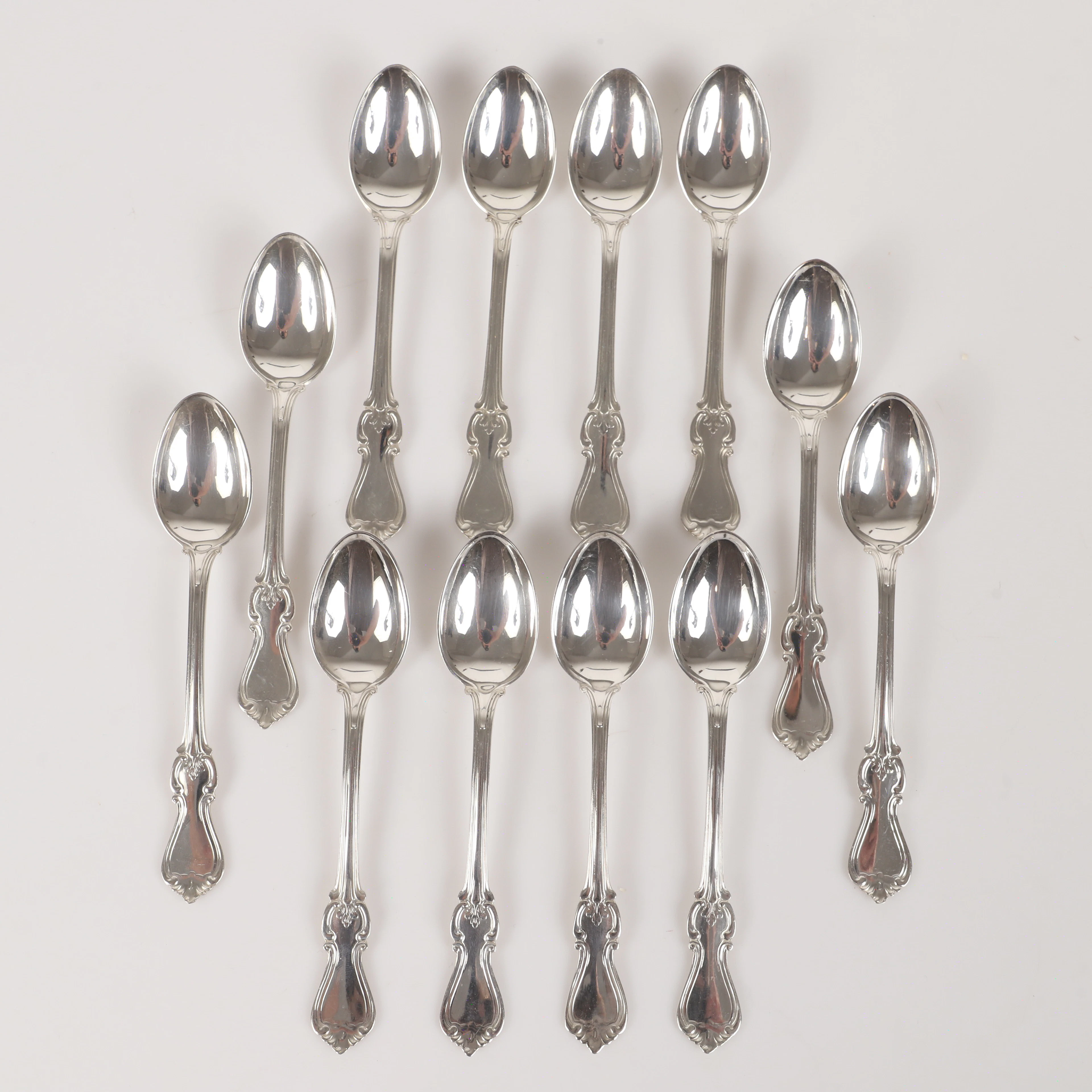 Kaffeskedar, 12 stycken, "Olga", silver, GAB, 1971.