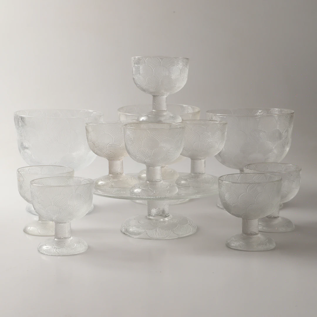 HEIKKI ORVOLA. Skålar och fat, 13 delar, "Miranda", glas, Arabia.