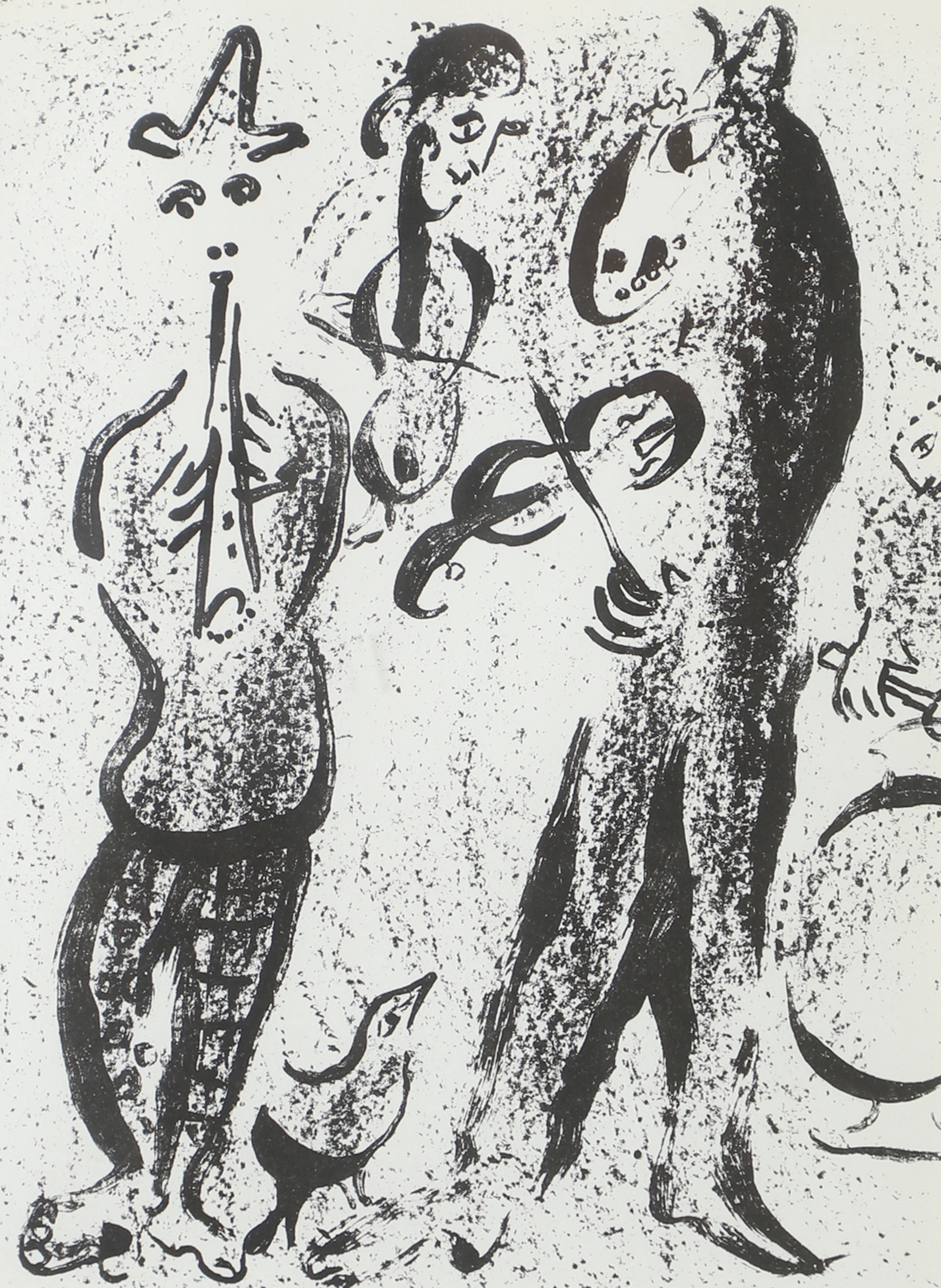 MARC CHAGALL. EFTER. Komposition med figurer, grafiskt blad, osignerad.