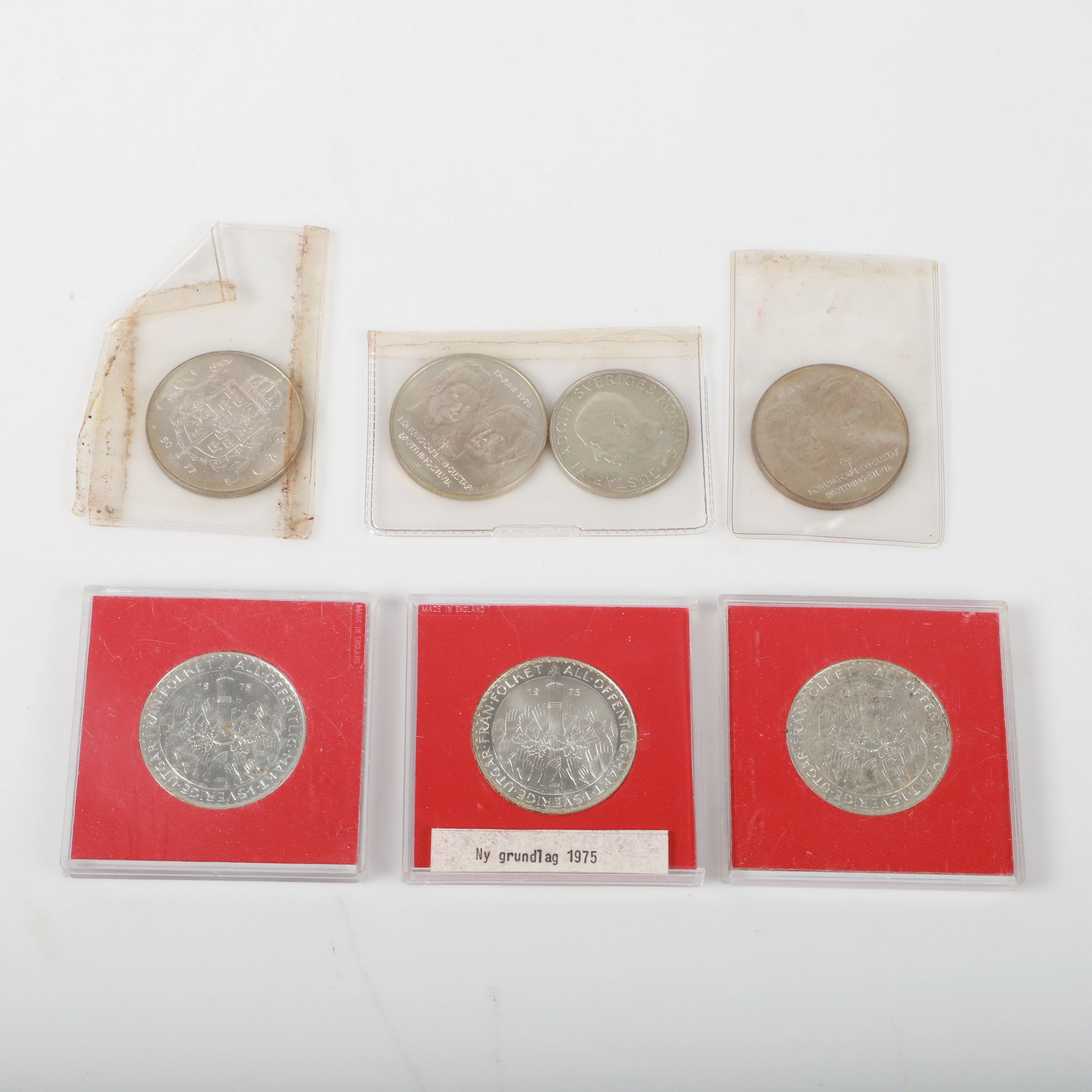 MINNESMYNT; 7 stycken, Sverige, 1900-tal.