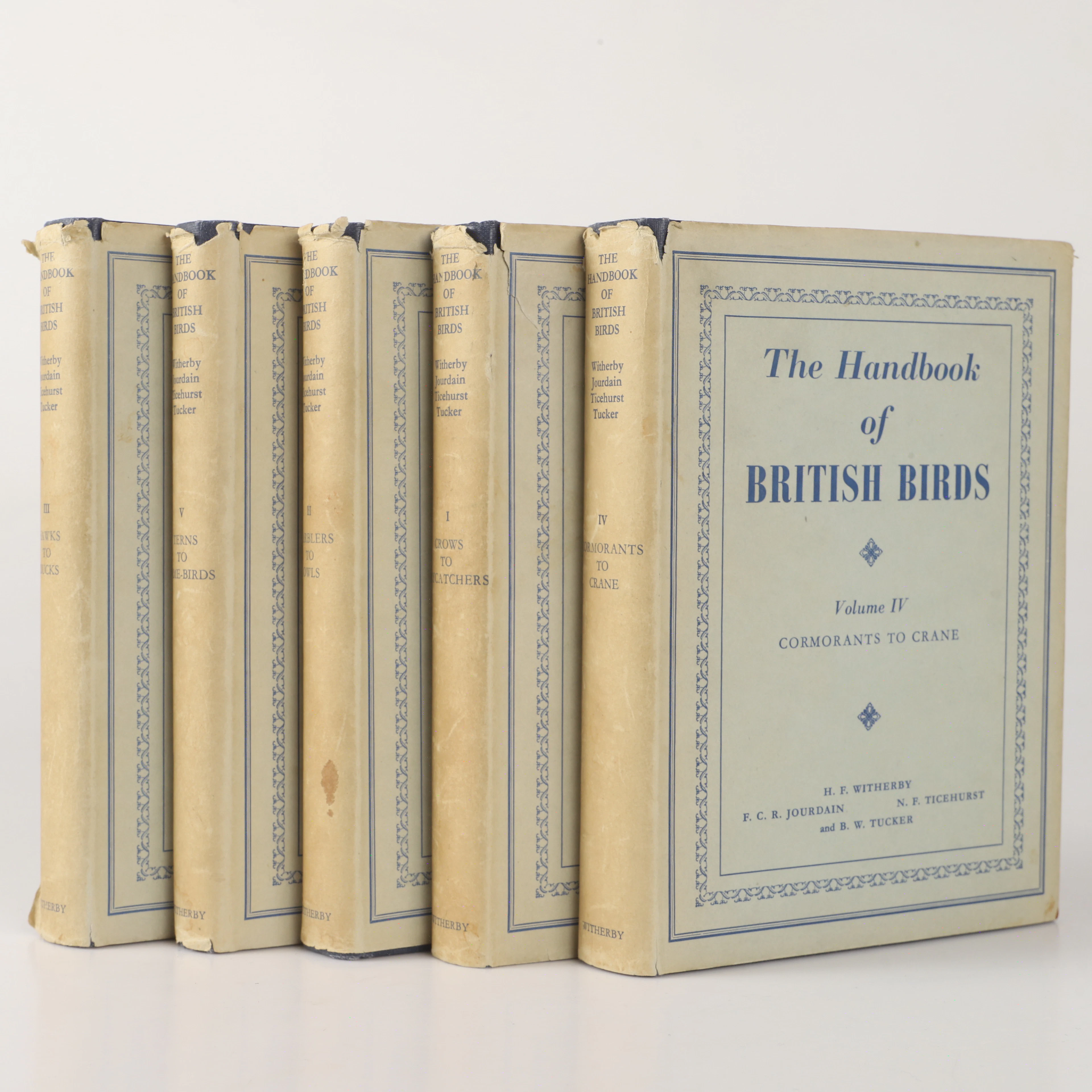 BÖCKER, 5 stycken, "The Handbook of British birds", H.F. & G. Witherby