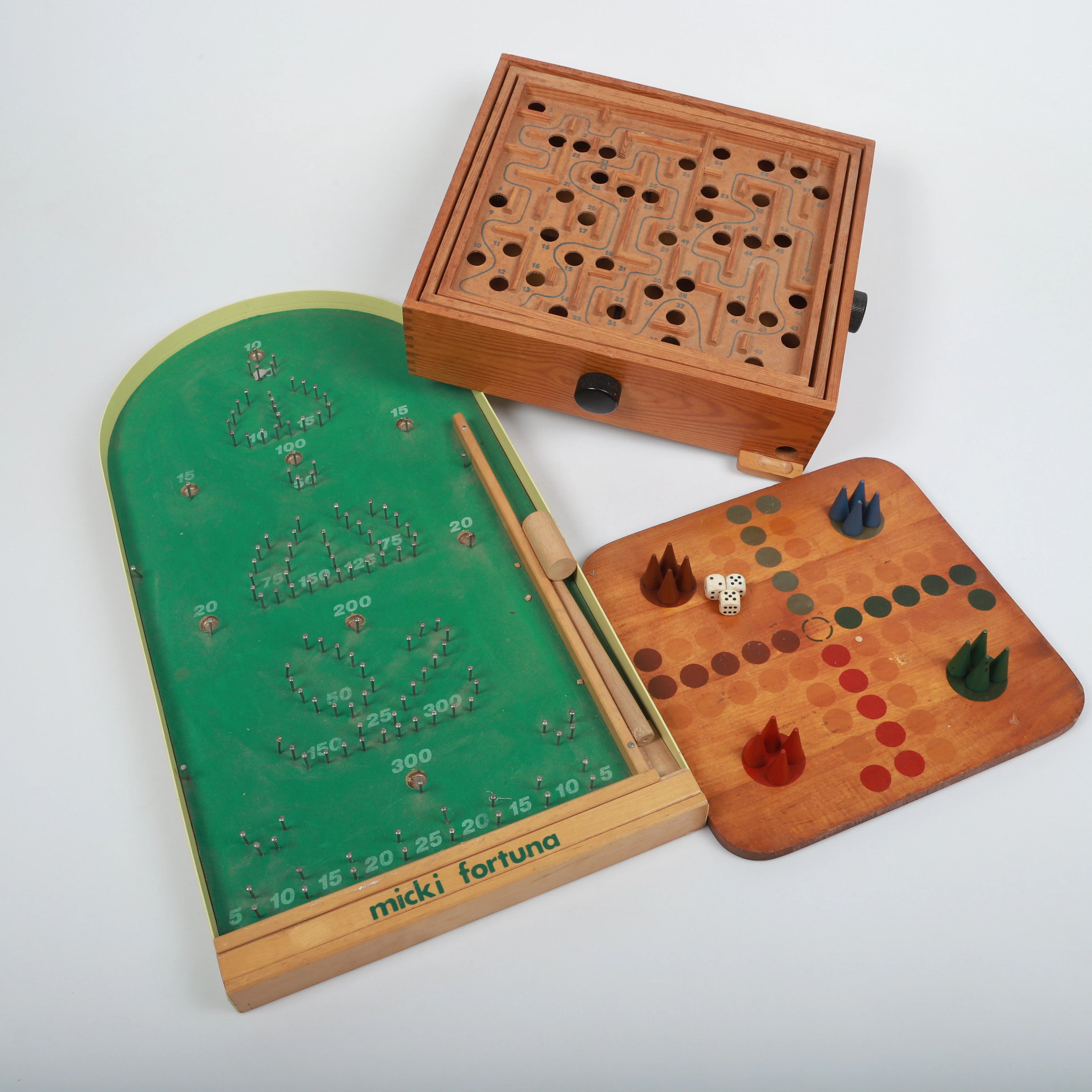 SPEL, 3 stycken, trä, bl. a. Brio, 1900-tal.