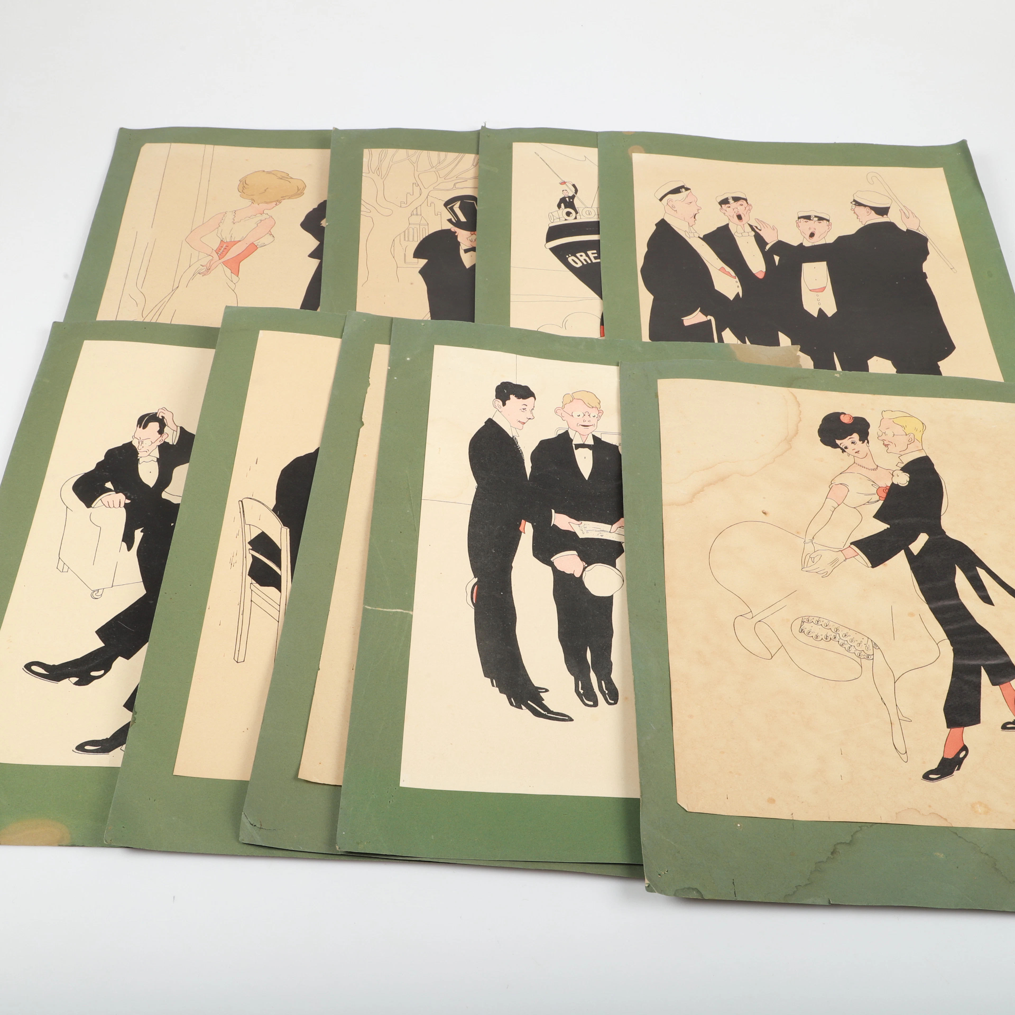 CARL HENRIK JENSEN-CARLÉN. Grafiska tryck, 9 stycken, ur "Drag ur